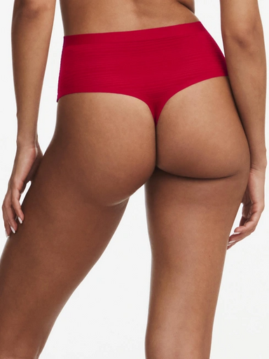 Chantelle Soft Stretch Stripes High Waist Thong - Passion Red Lingerie - Panties - Soft Stretch by Chantelle | Grace the Boutique