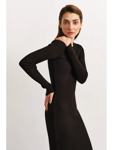 Nenya Geometric Knit Midi Dress - Black Clothing - Dresses + Jumpsuits - Dresses - Long Dresses by Nenya | Grace the Boutique