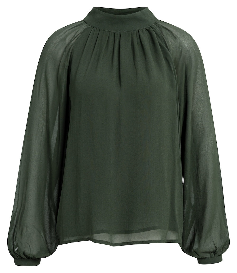 Yaya High Neck Top - Duffel Bag Green