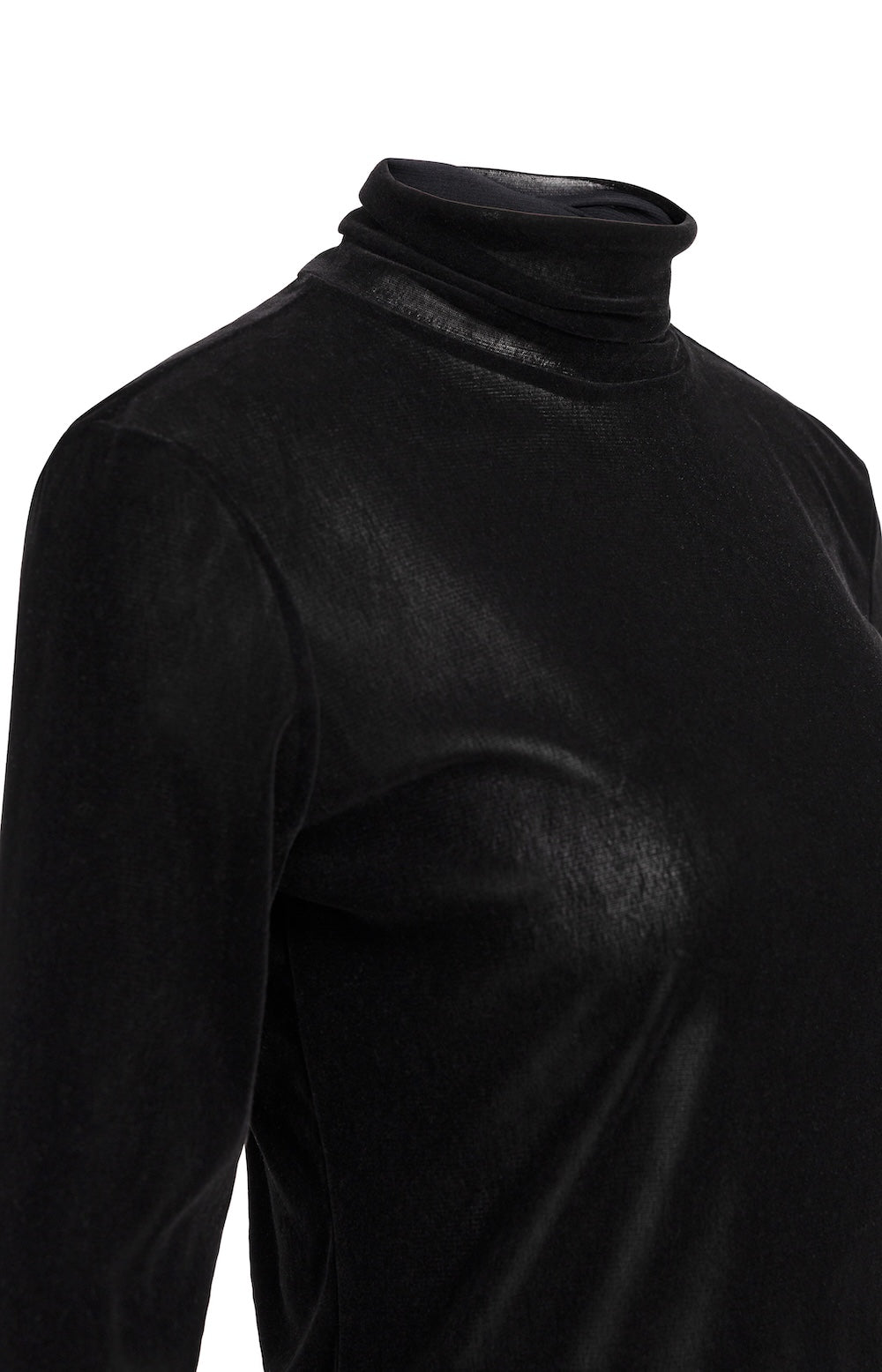 Yaya Velvet Mesh Top - Black