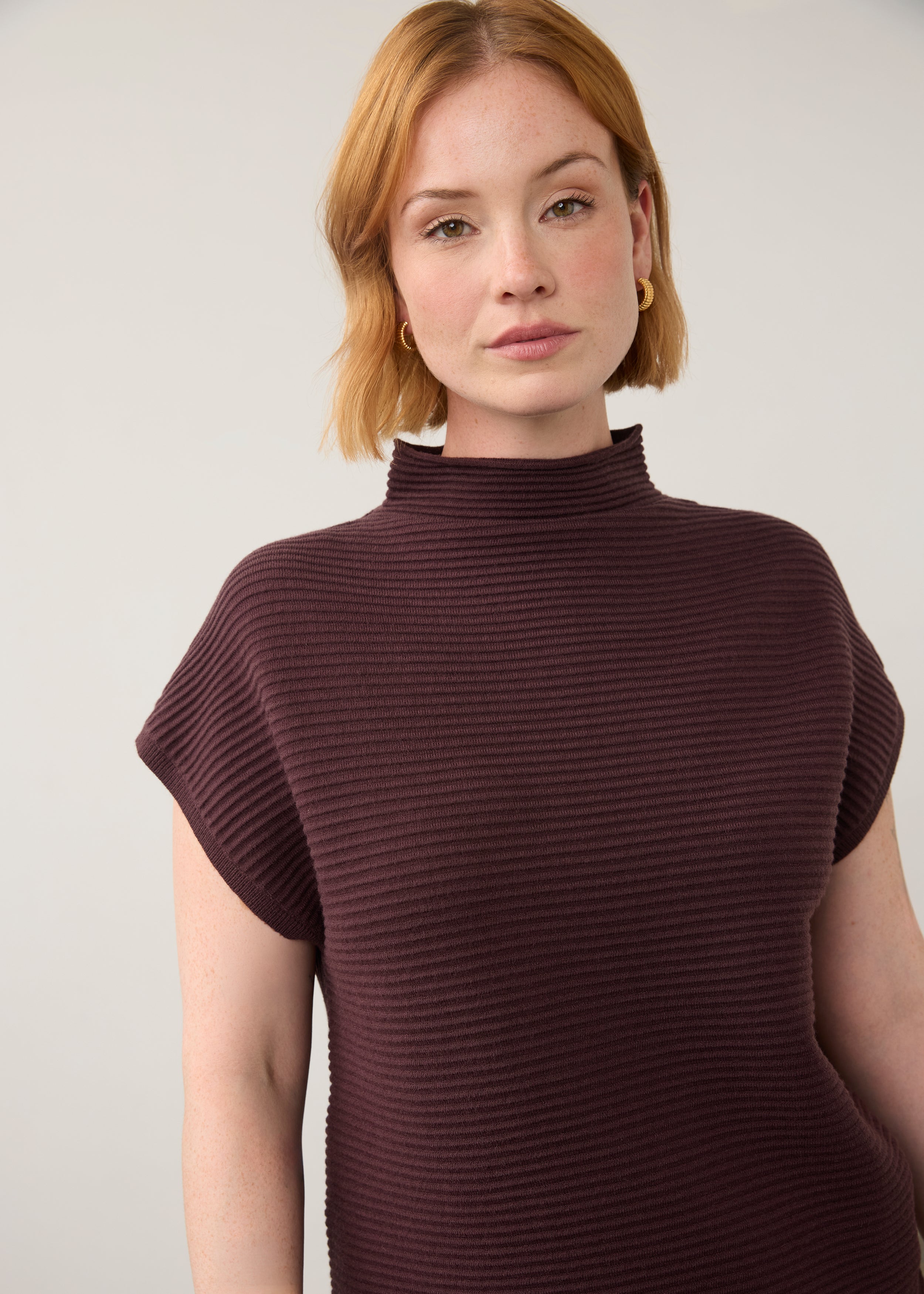 FDJ Ottoman Cap Sleeve Sweater - Fig
