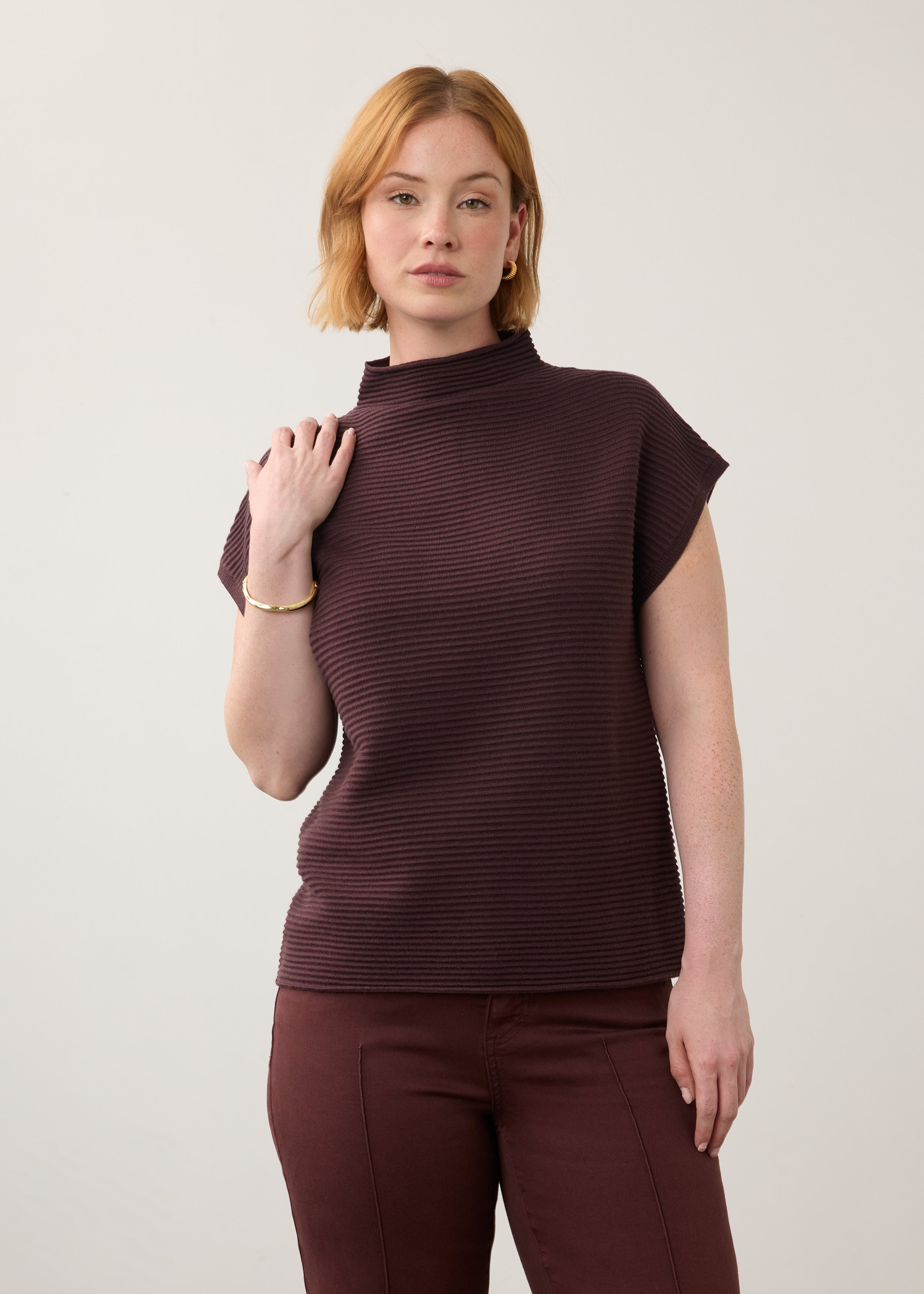 FDJ Ottoman Cap Sleeve Sweater - Fig