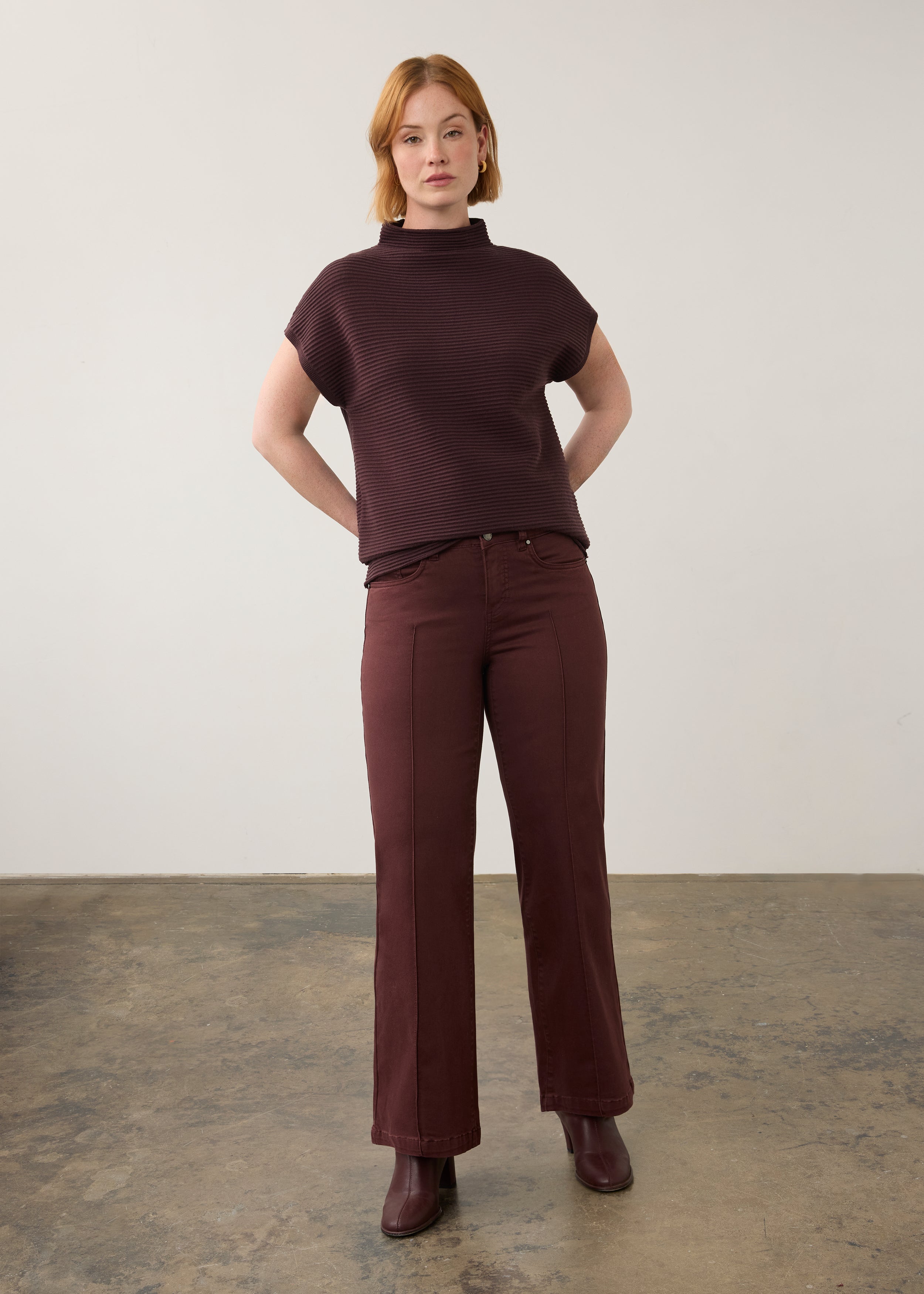 FDJ Ottoman Cap Sleeve Sweater - Fig