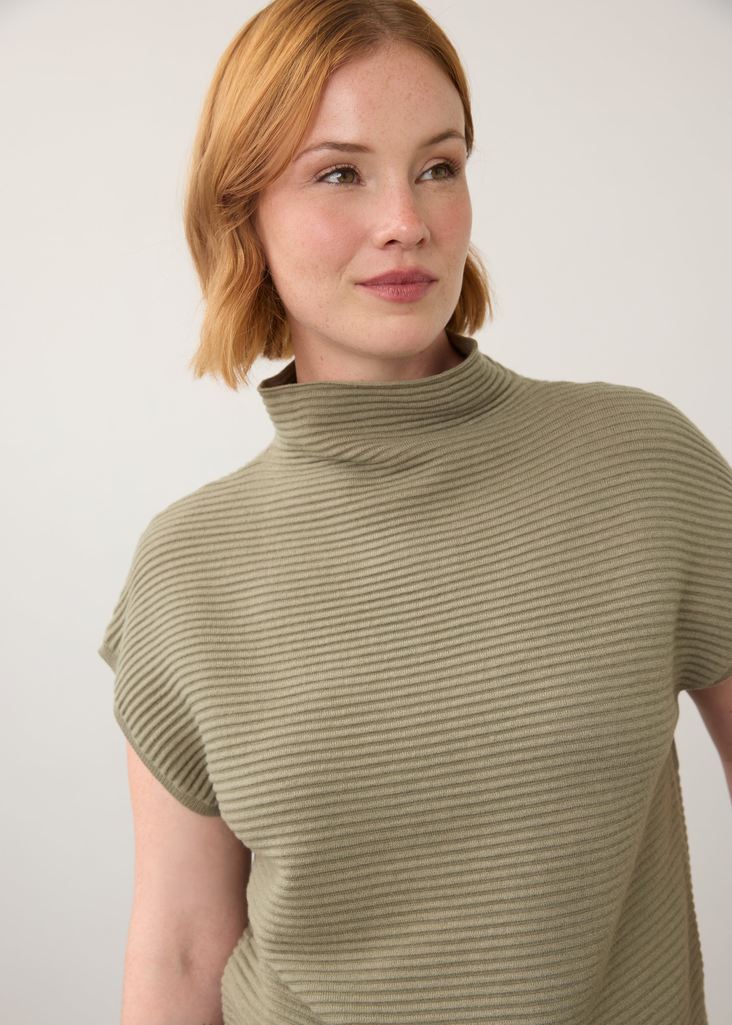 FDJ Ottoman Cap Sleeve Sweater - Olive
