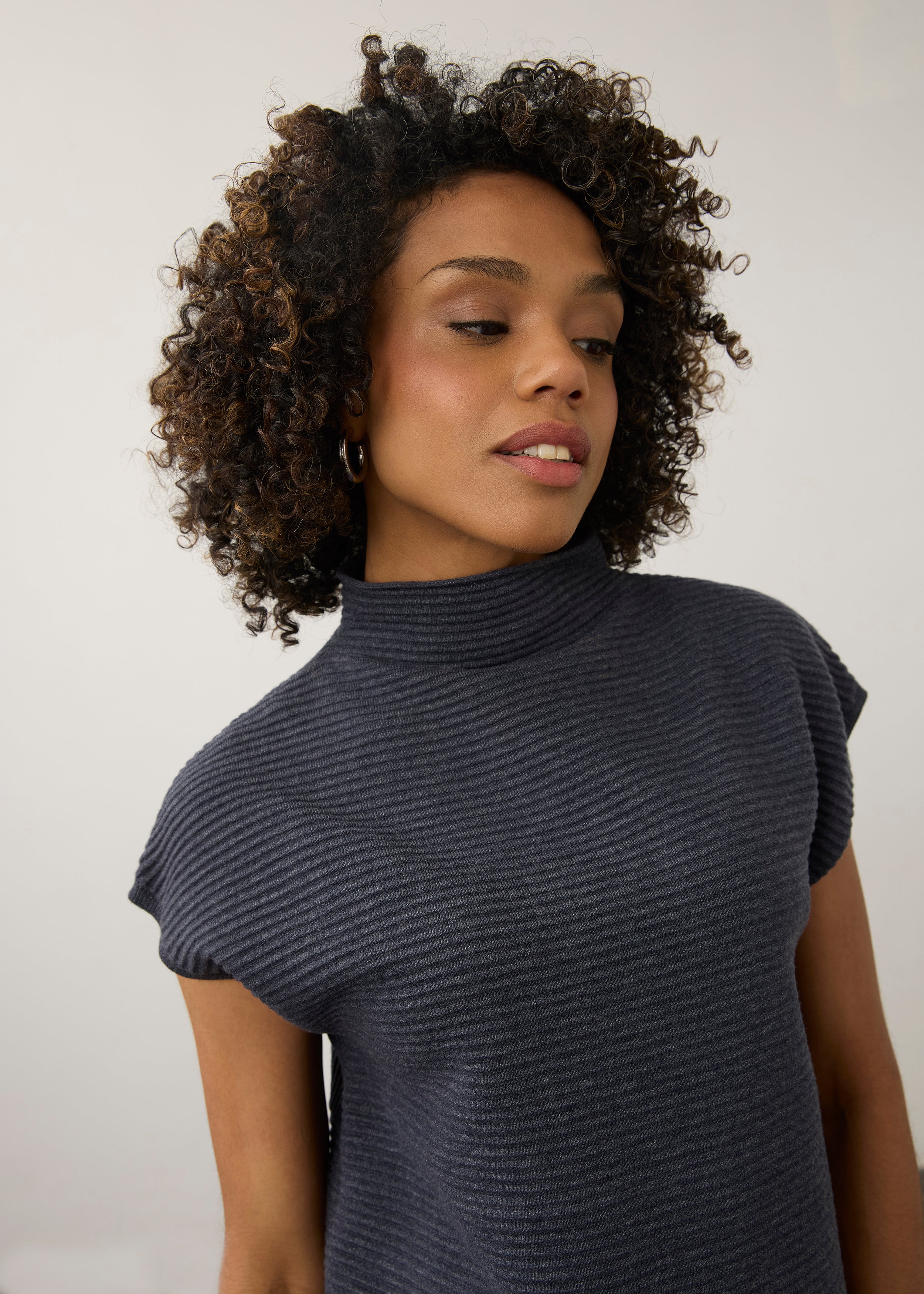 FDJ Ottoman Cap Sleeve Sweater - Storm