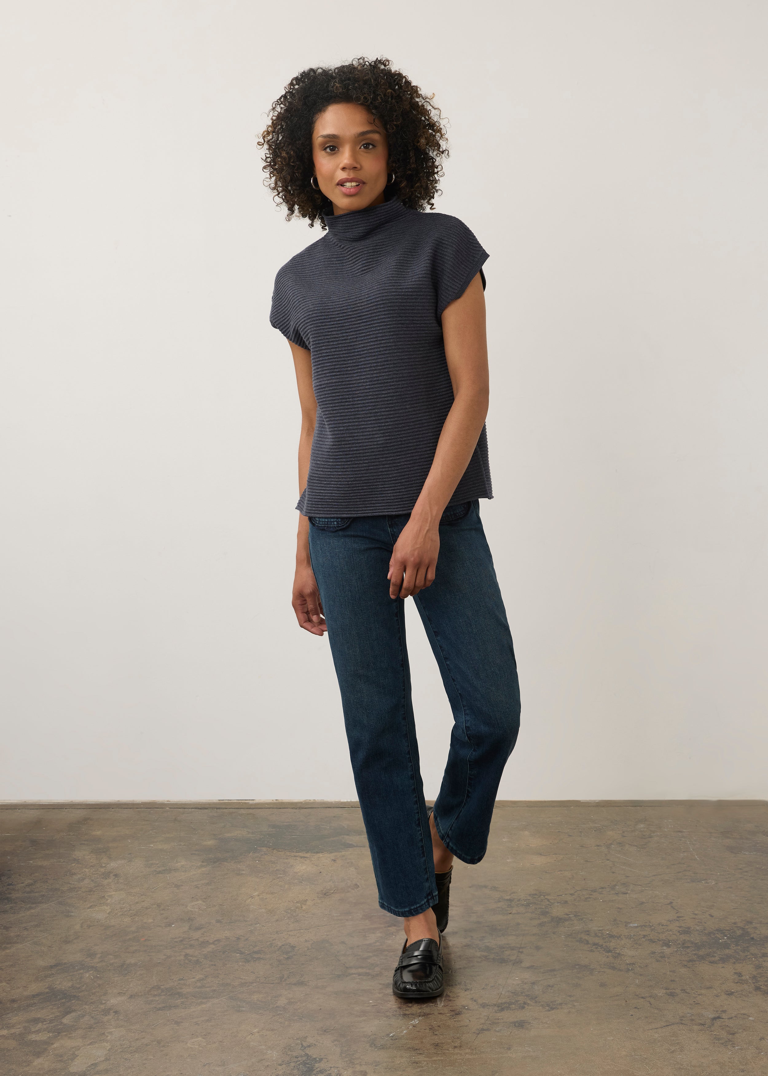 FDJ Ottoman Cap Sleeve Sweater - Storm