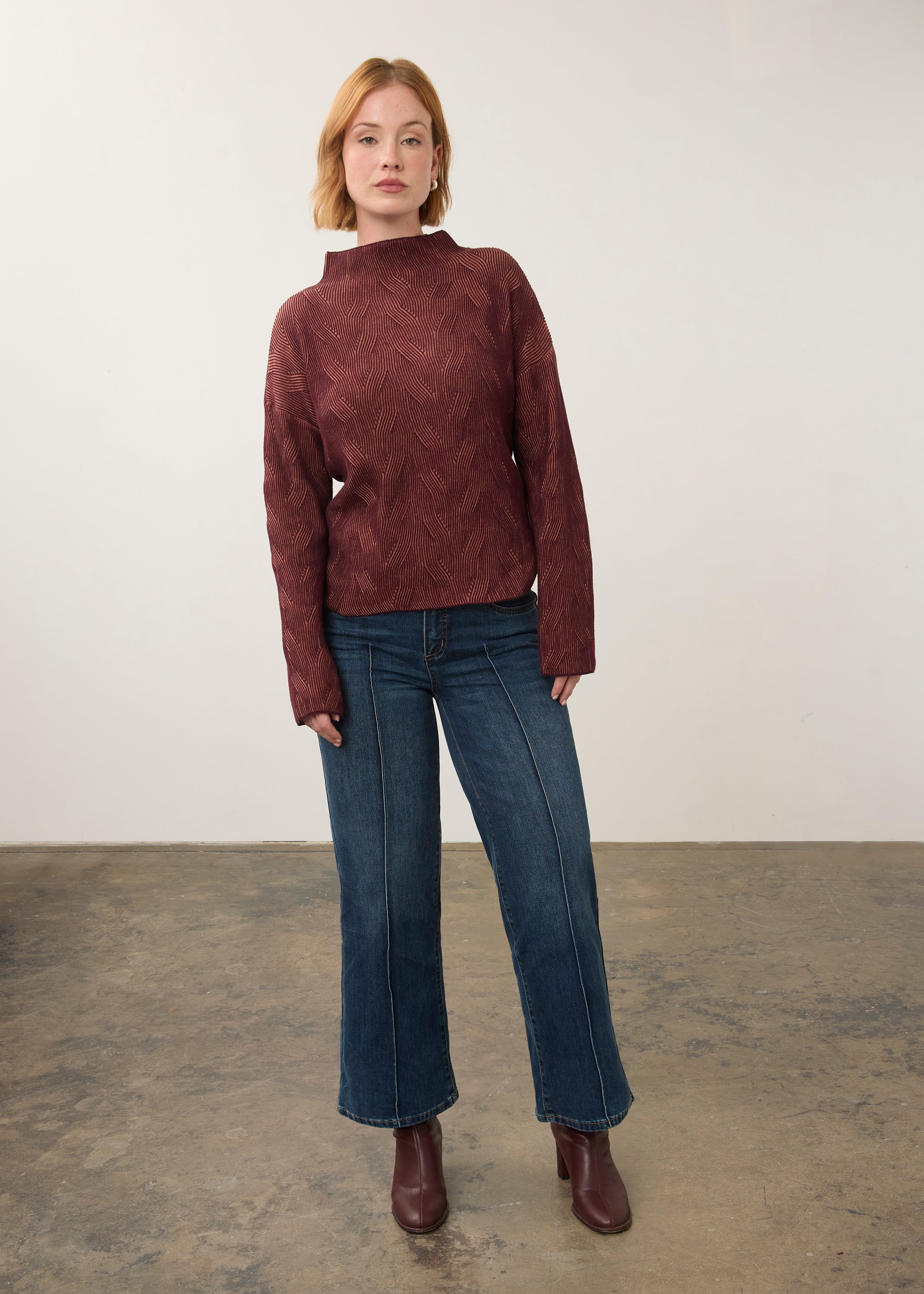 FDJ Long Sleeve Funnel Neck - Fig/Blush