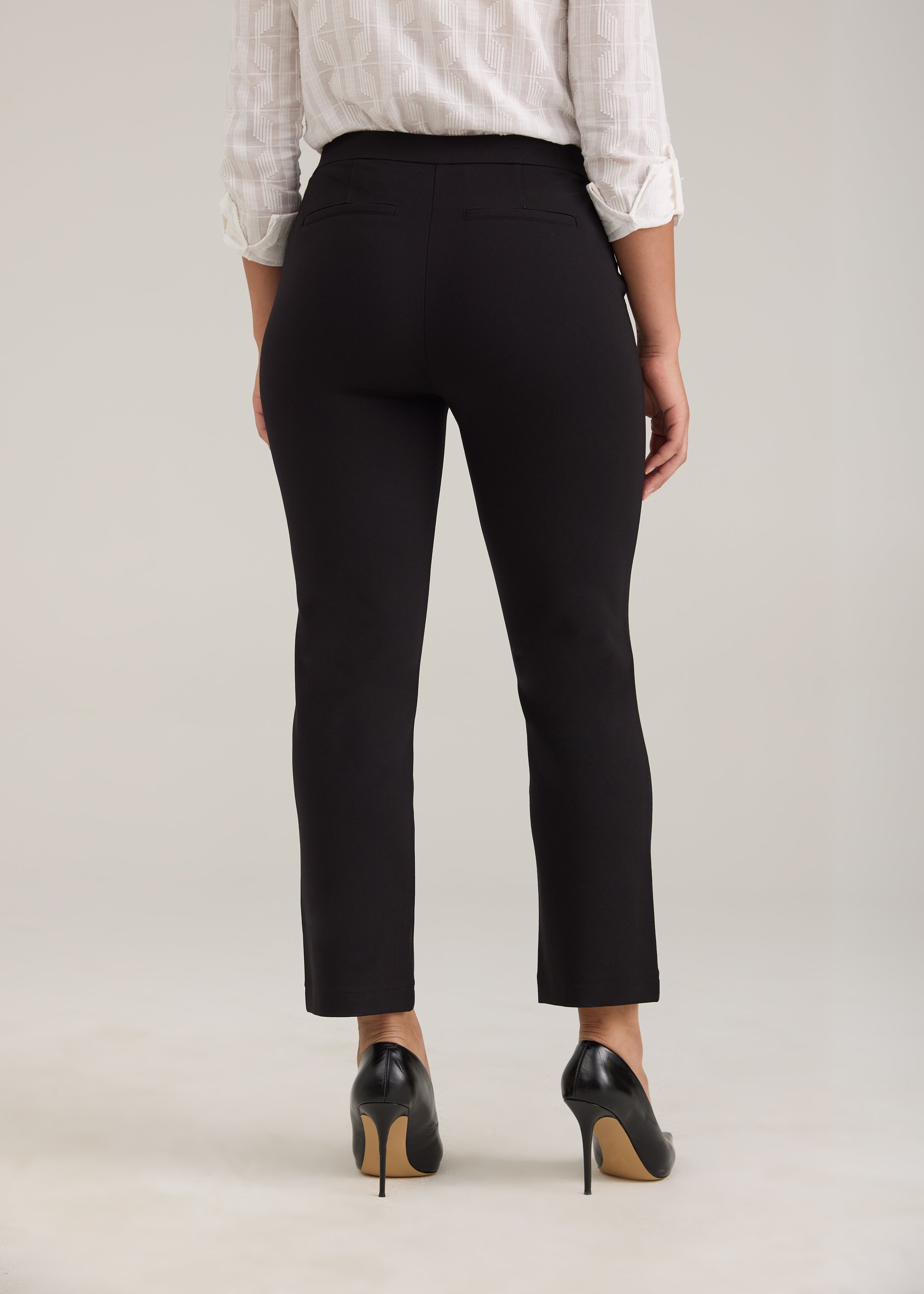 FDJ Pull On Straight Ankle Dress Pant - Black