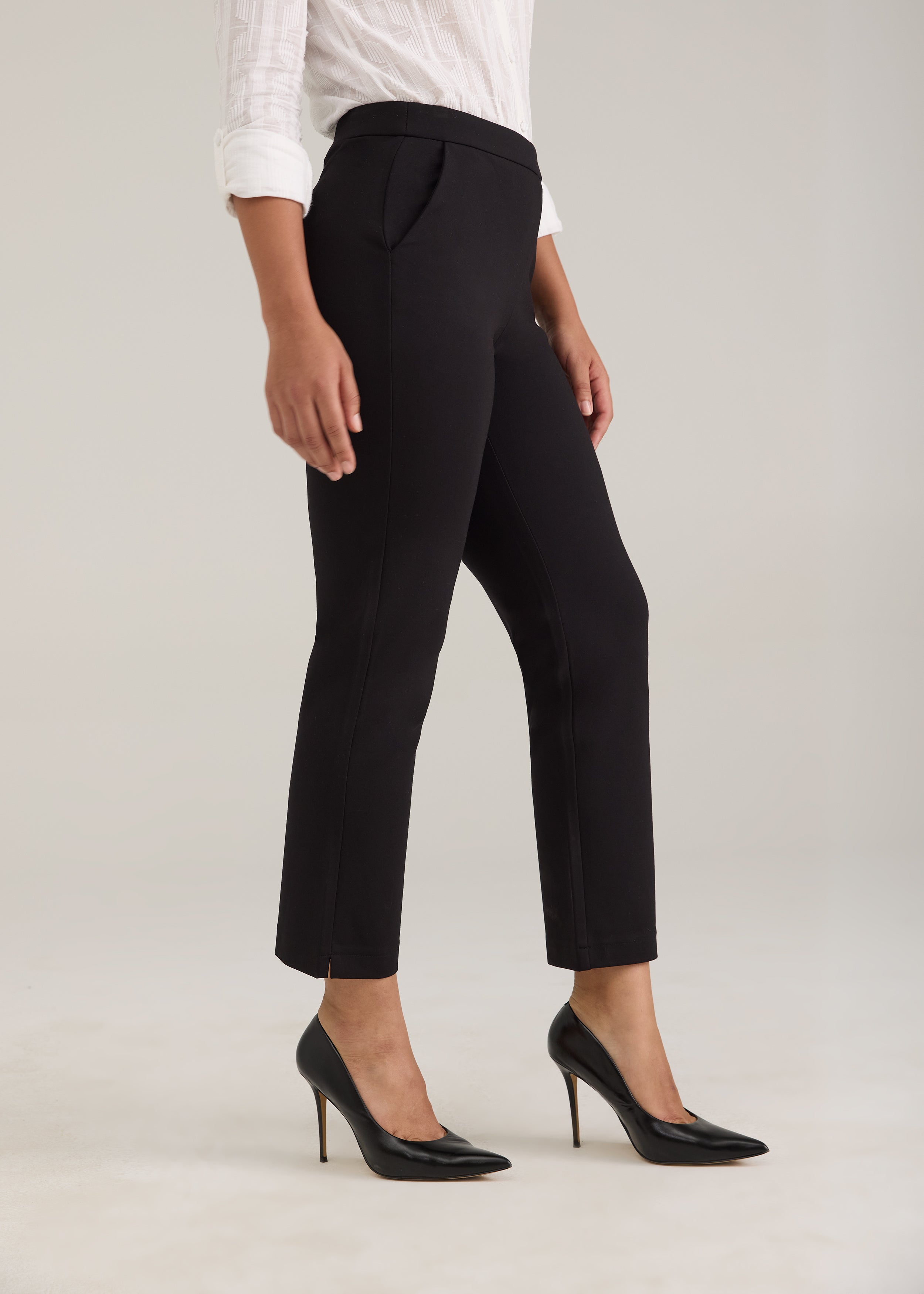 FDJ Pull On Straight Ankle Dress Pant - Black