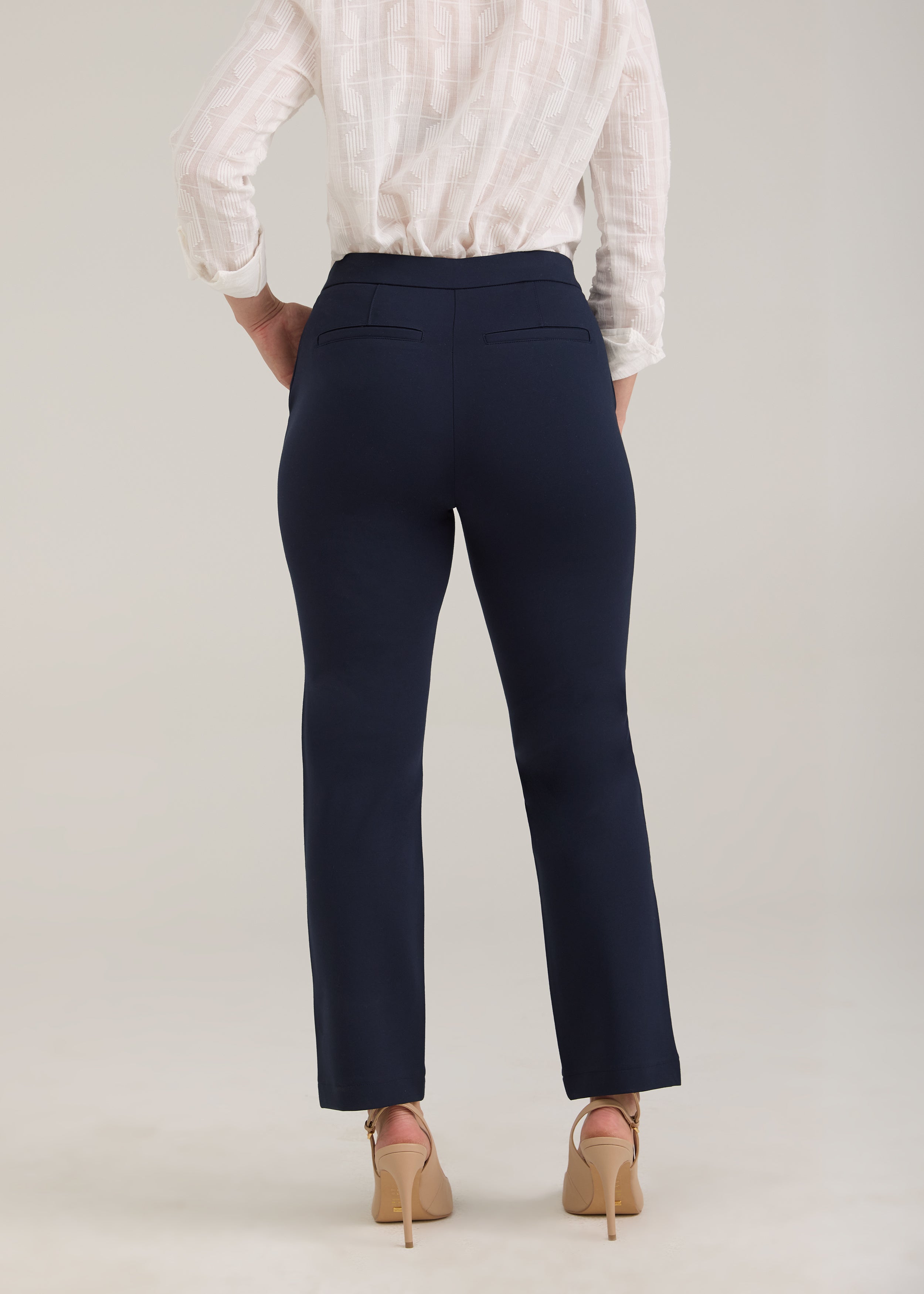 FDJ Pull On Straight Ankle Dress Pant - Navy