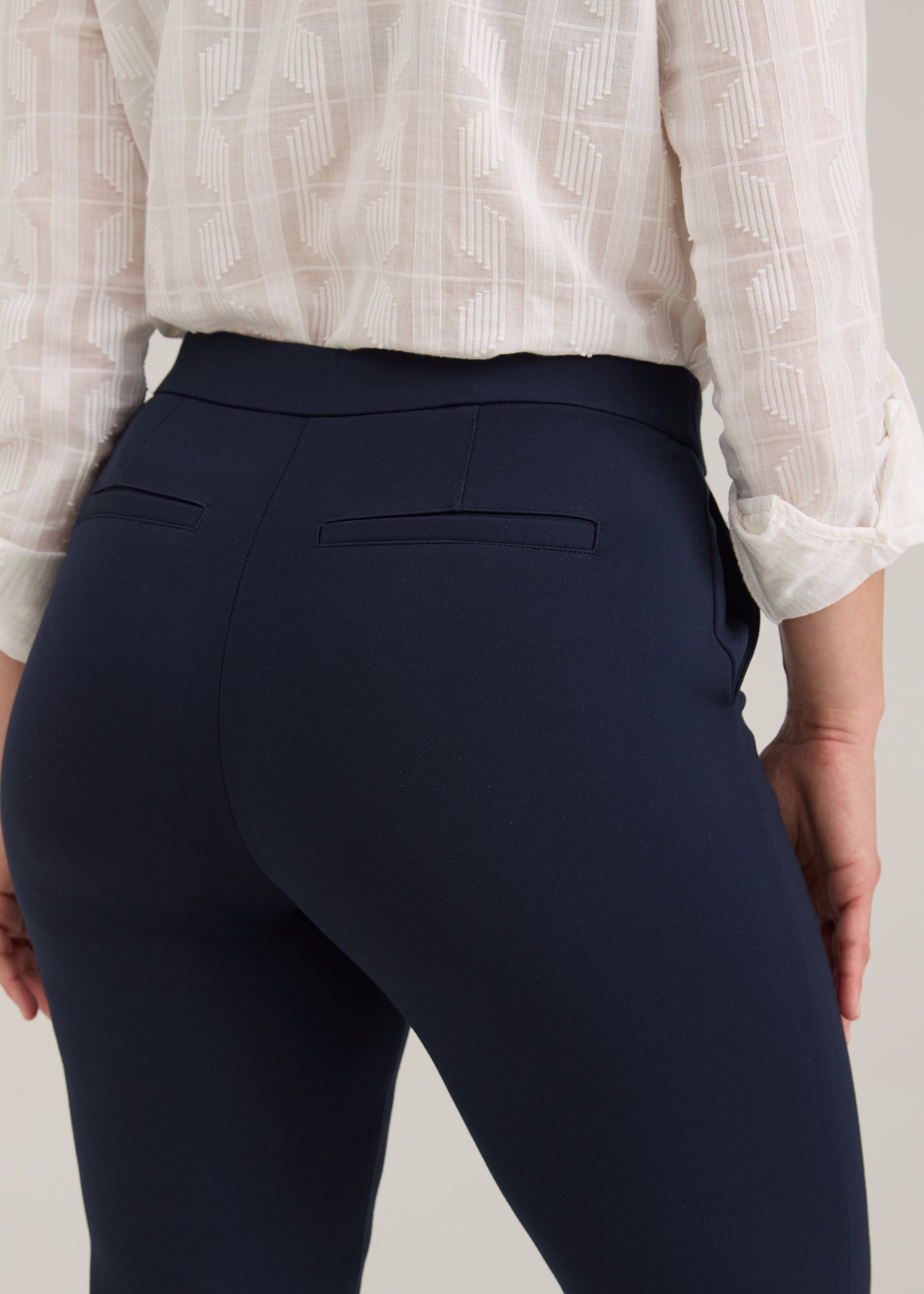 FDJ Pull On Straight Ankle Dress Pant - Navy