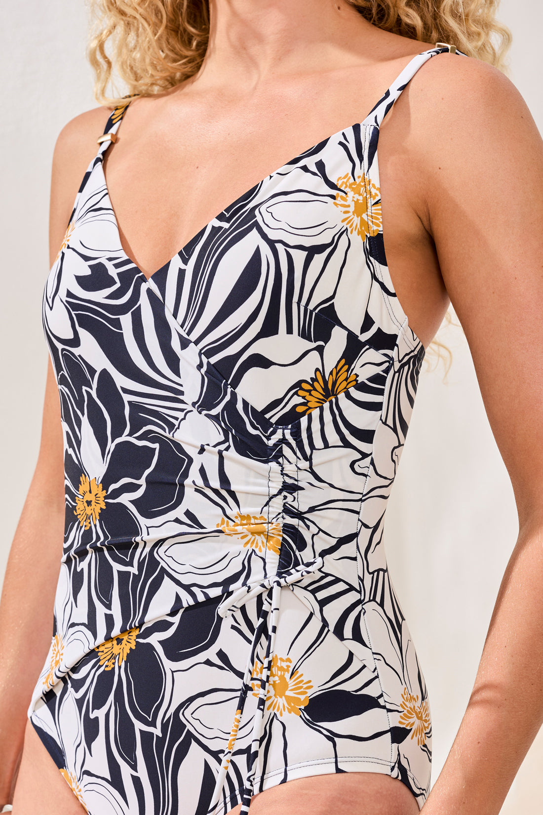 Tribal Flatten It Wrap Front Swimsuit - Abyss