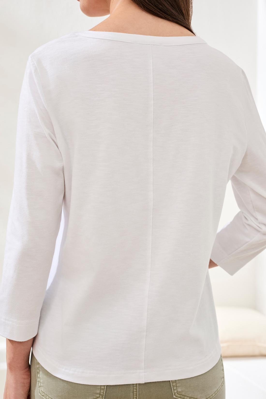 Tribal Arla 3/4 Sleeve Scoop Neck Top - White