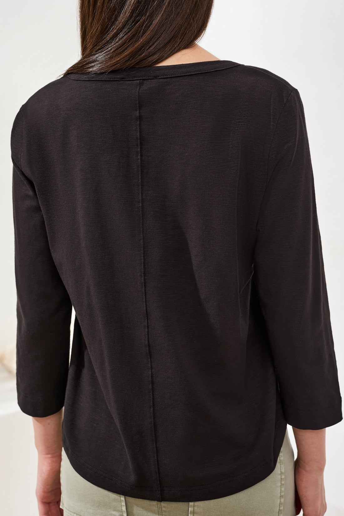 Tribal Arla 3/4 Sleeve Scoop Neck Top - Black