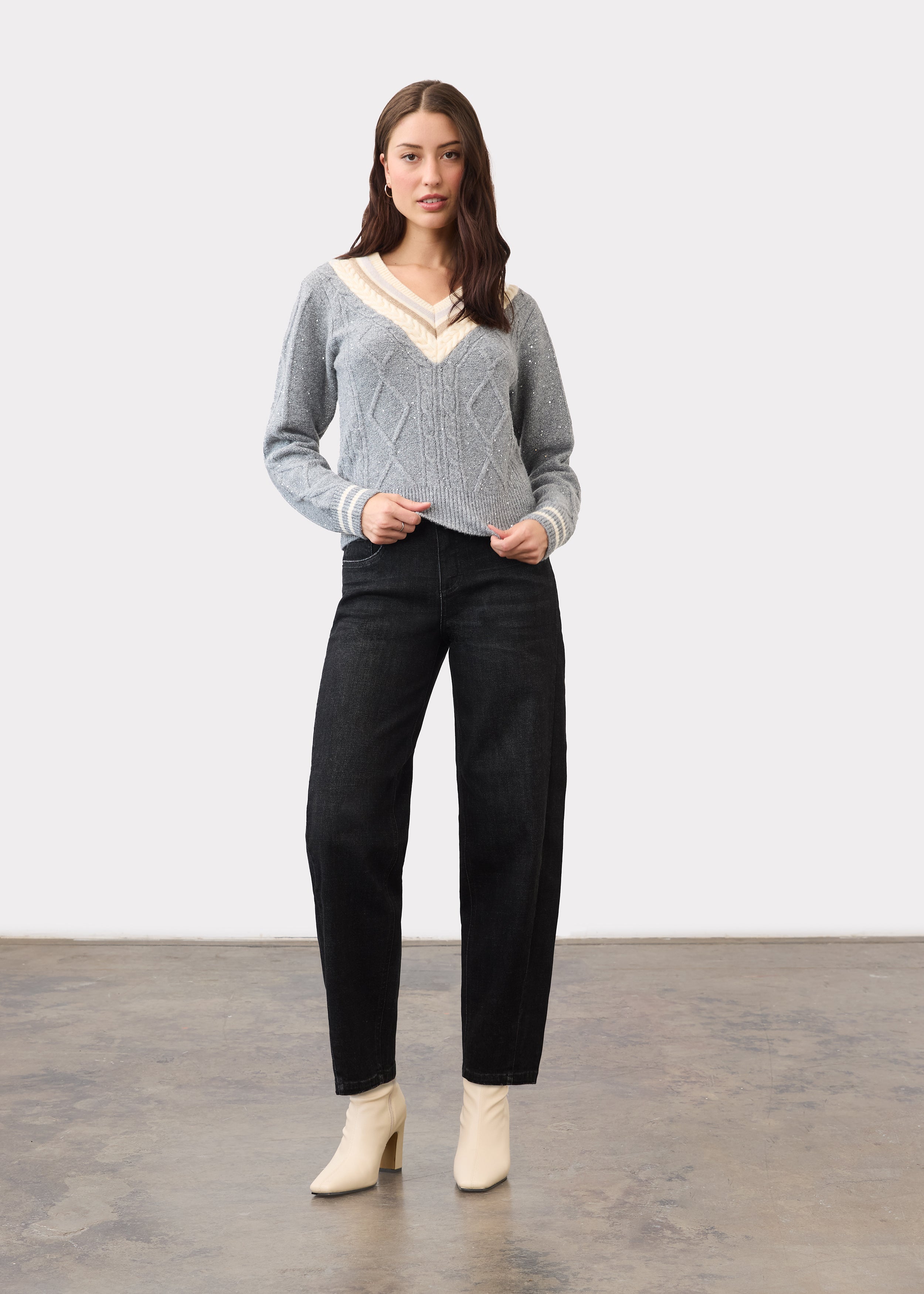 FDJ Girlfriend Barrel Jean - Deep Black