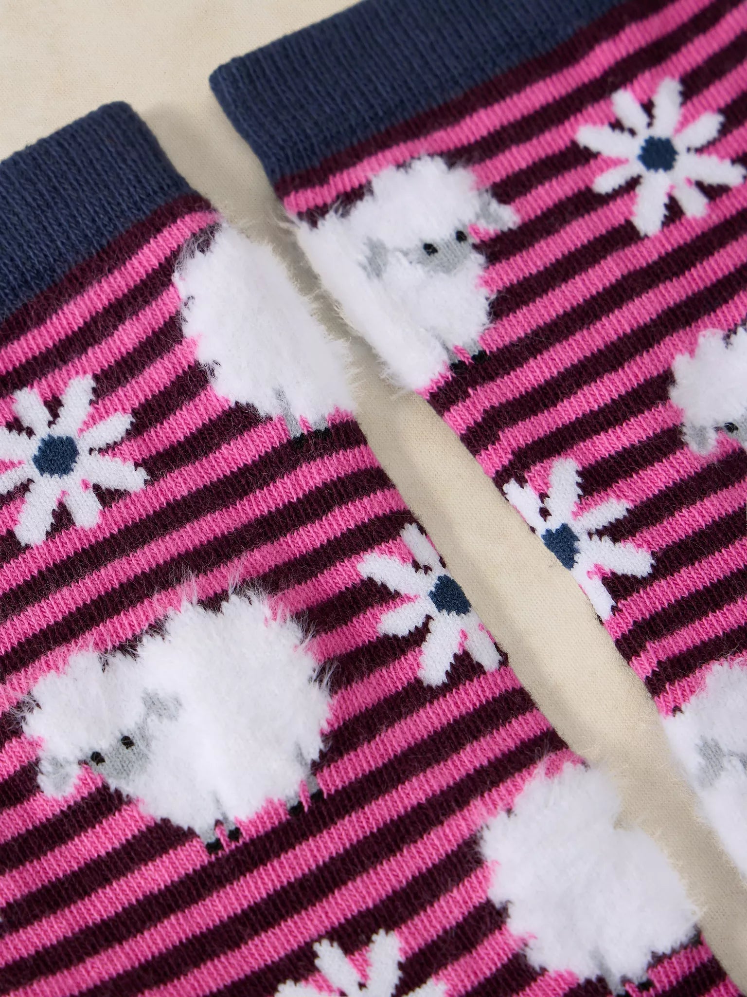 White Stuff Fluffy Sheep Ankle Sock - Dark Pink