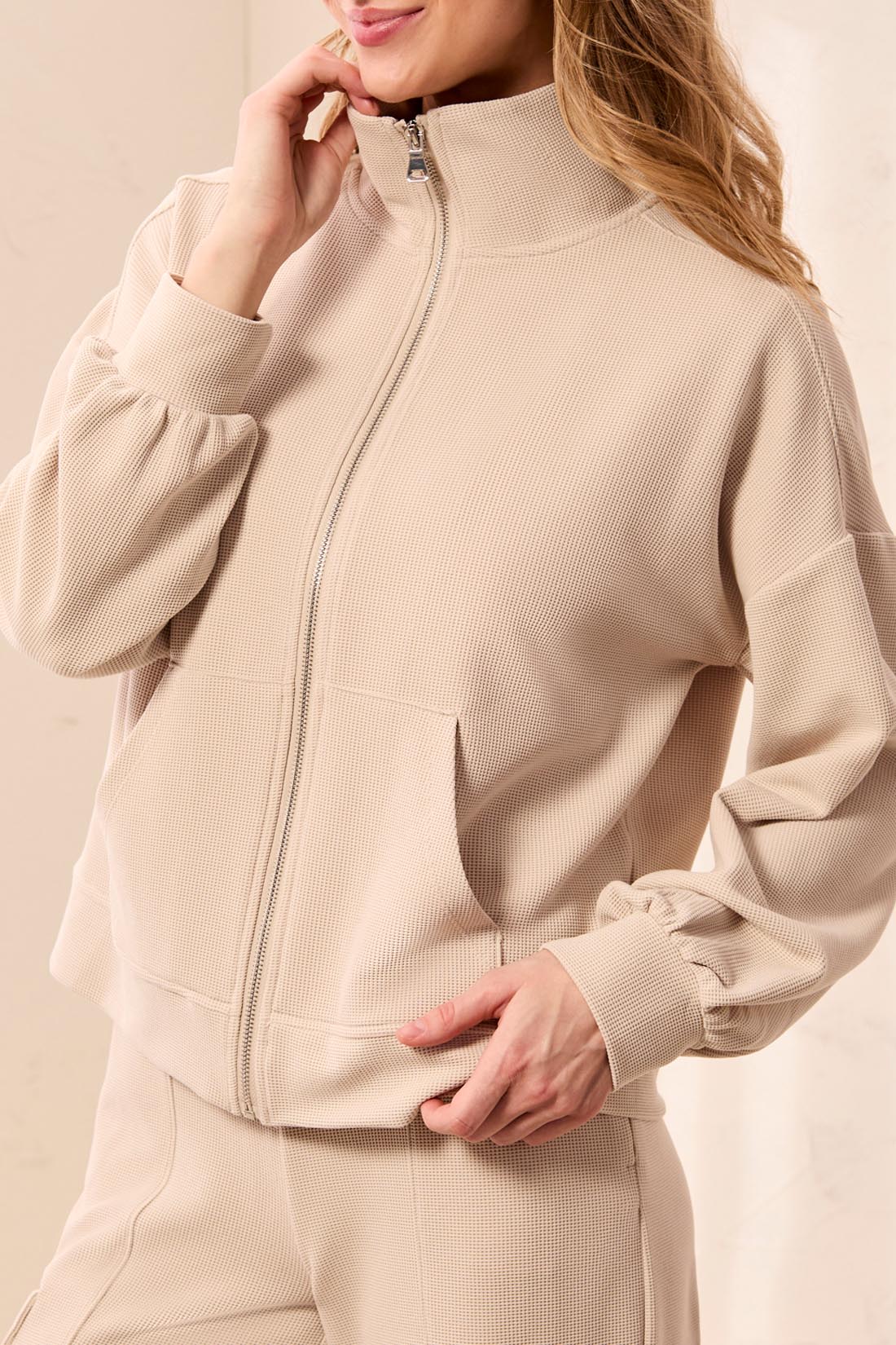 Tribal Techno Lux Waffle Cardi - Sand Dune