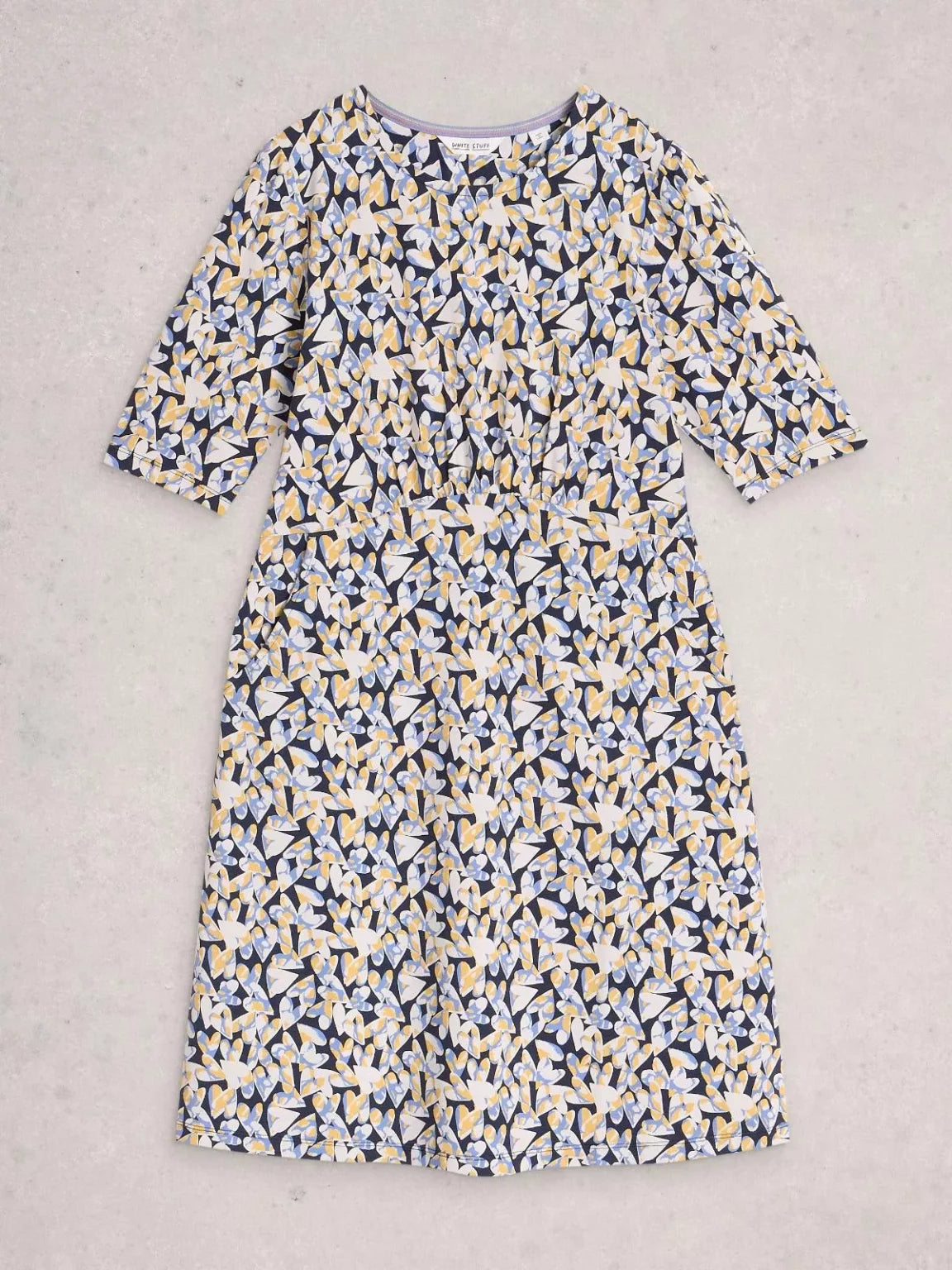 White Stuff Olivia Jersey Dress - Blue Print