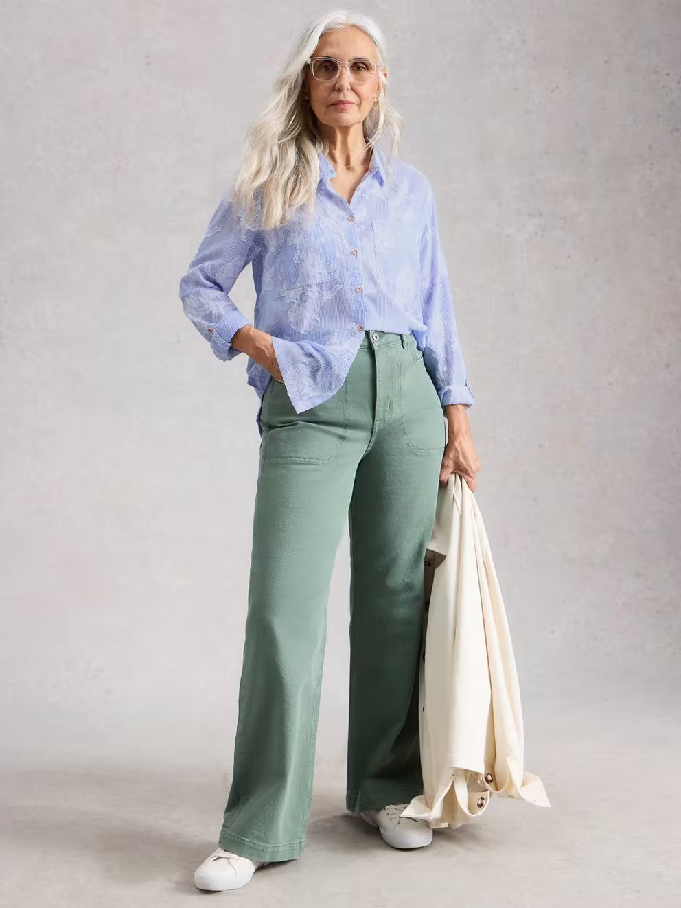 White Stuff Sophie Jacquard Shirt - Blue Multi