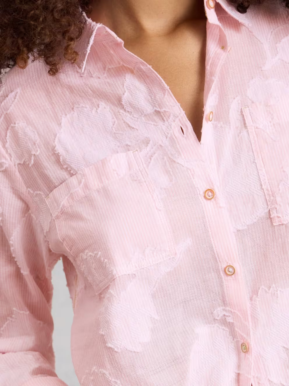 White Stuff Sophie Jacquard Shirt - Pink Multi