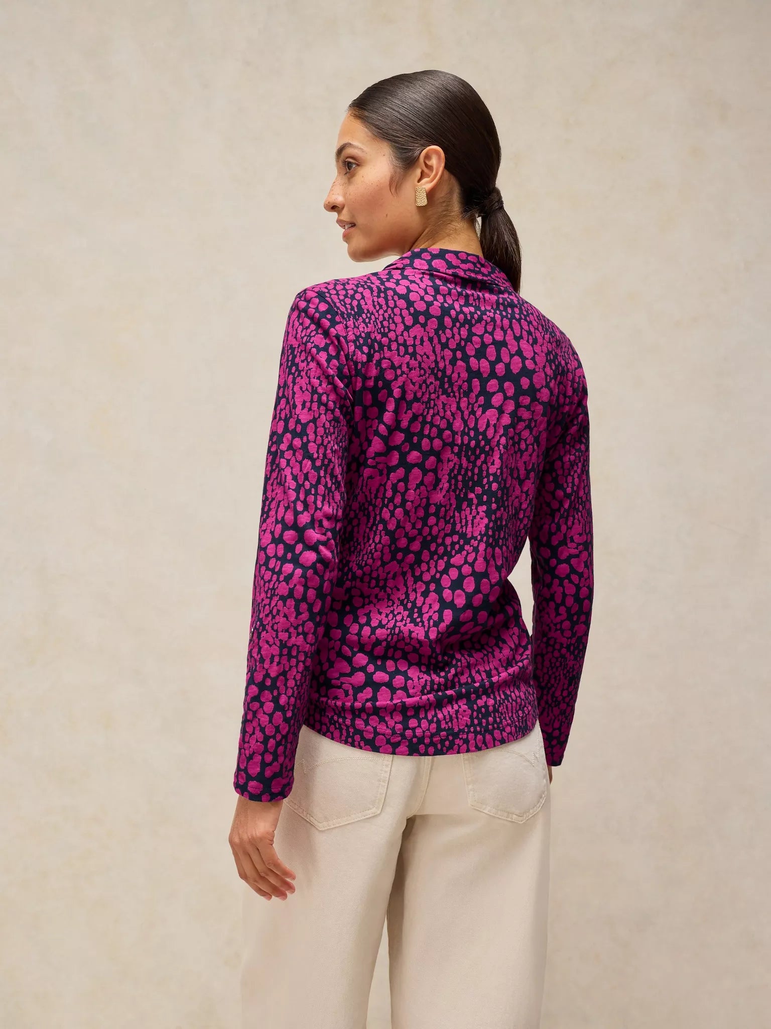 White Stuff Annie Jersey Shirt - Navy Print Winter 26