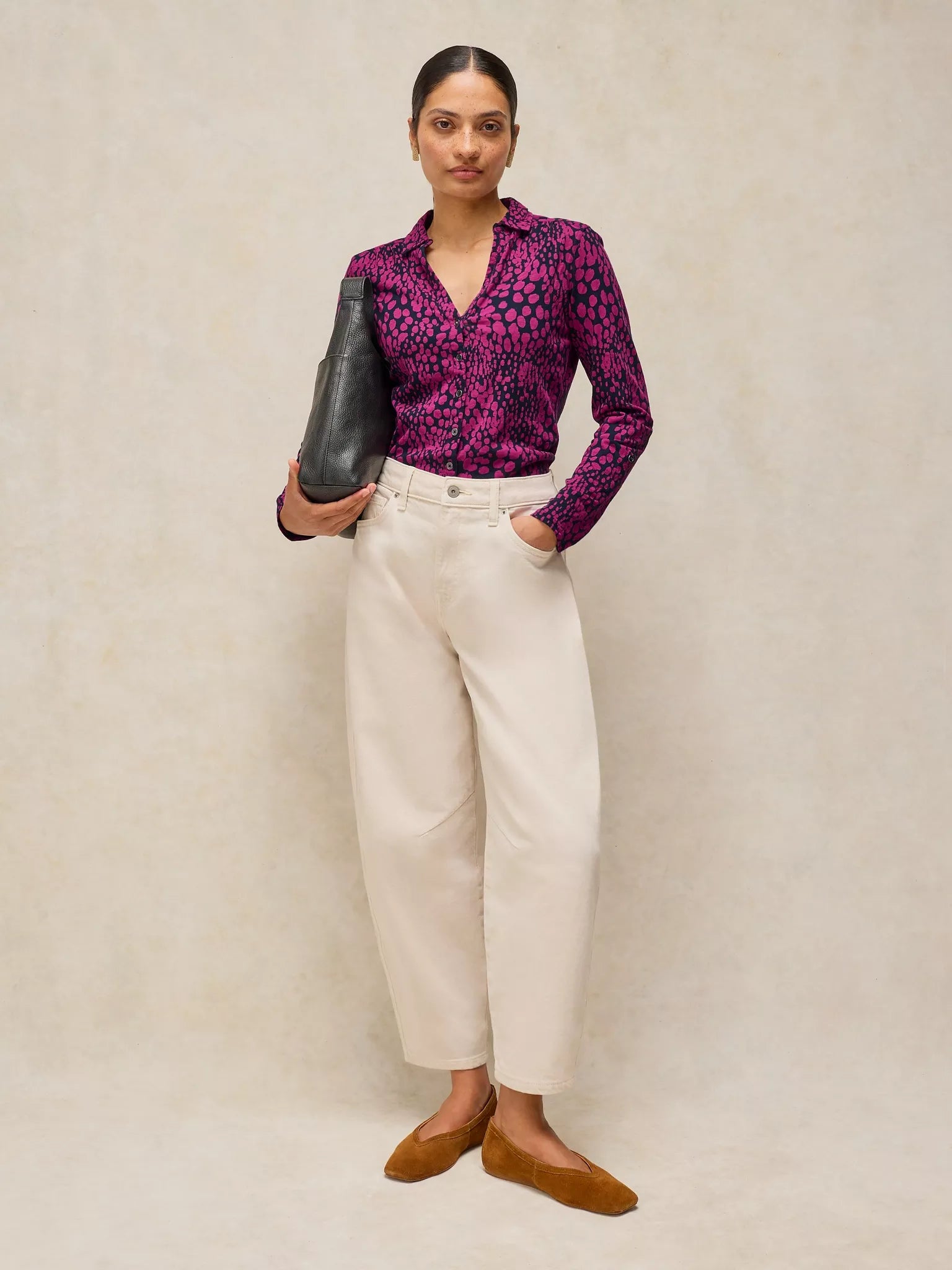 White Stuff Annie Jersey Shirt - Navy Print Winter 26