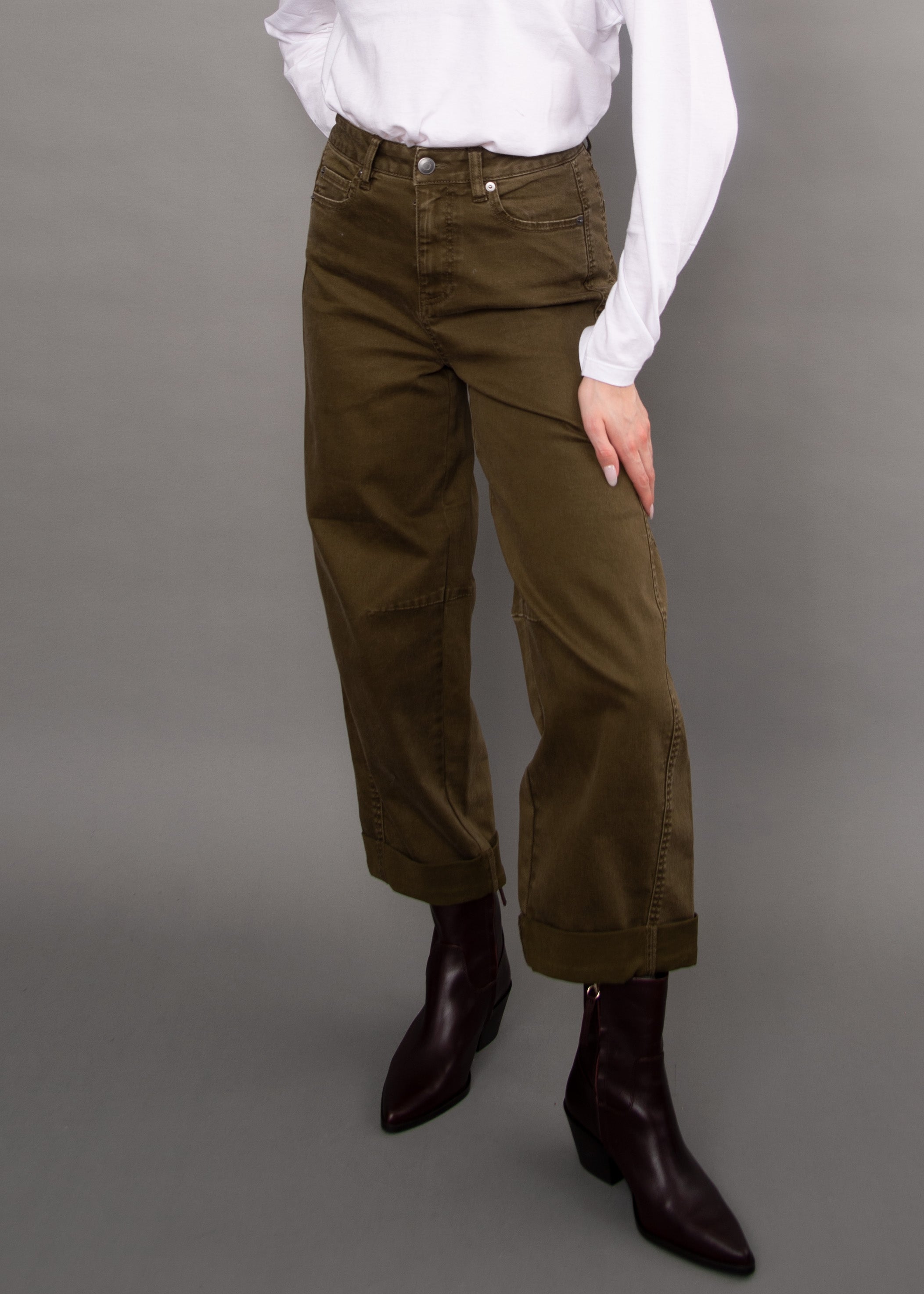 RD Barni Stretch Twill Barrel Pant - Olive