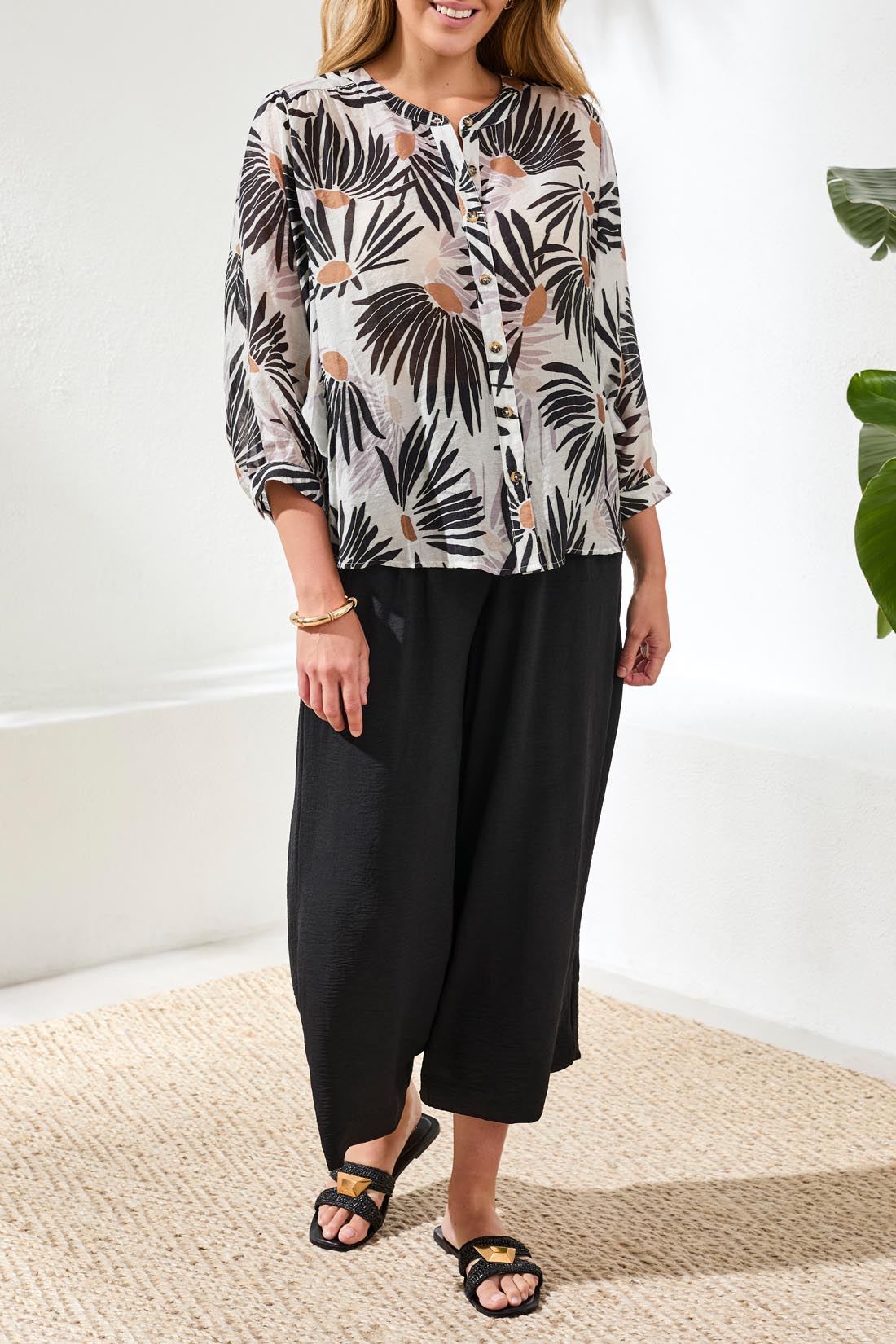 Tribal Mary Blouse - White/Black