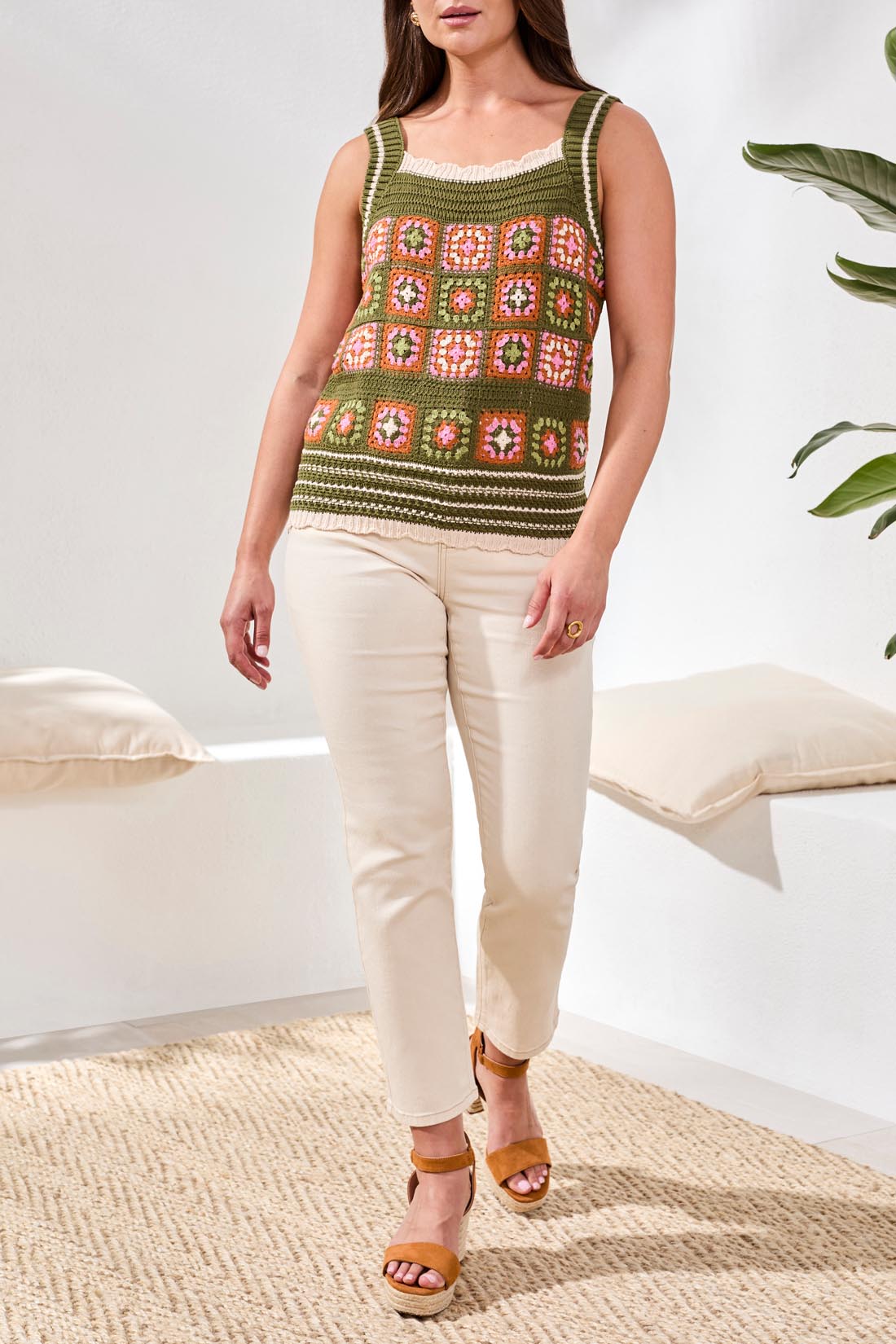 Tribal Crochet Tank - Rainforest