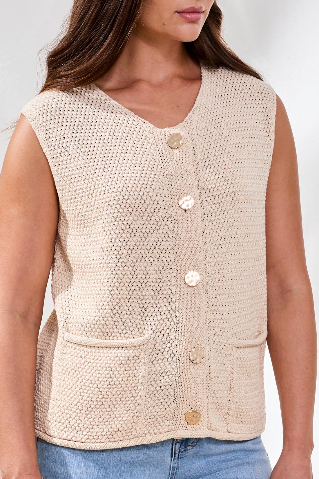 Tribal Sweater Vest - Coco Cream