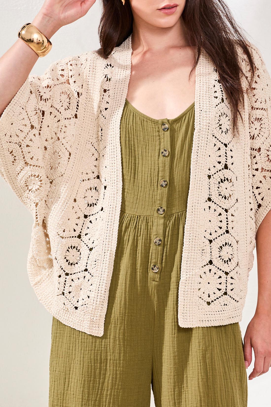 Tribal Crochet Cardi - Natural