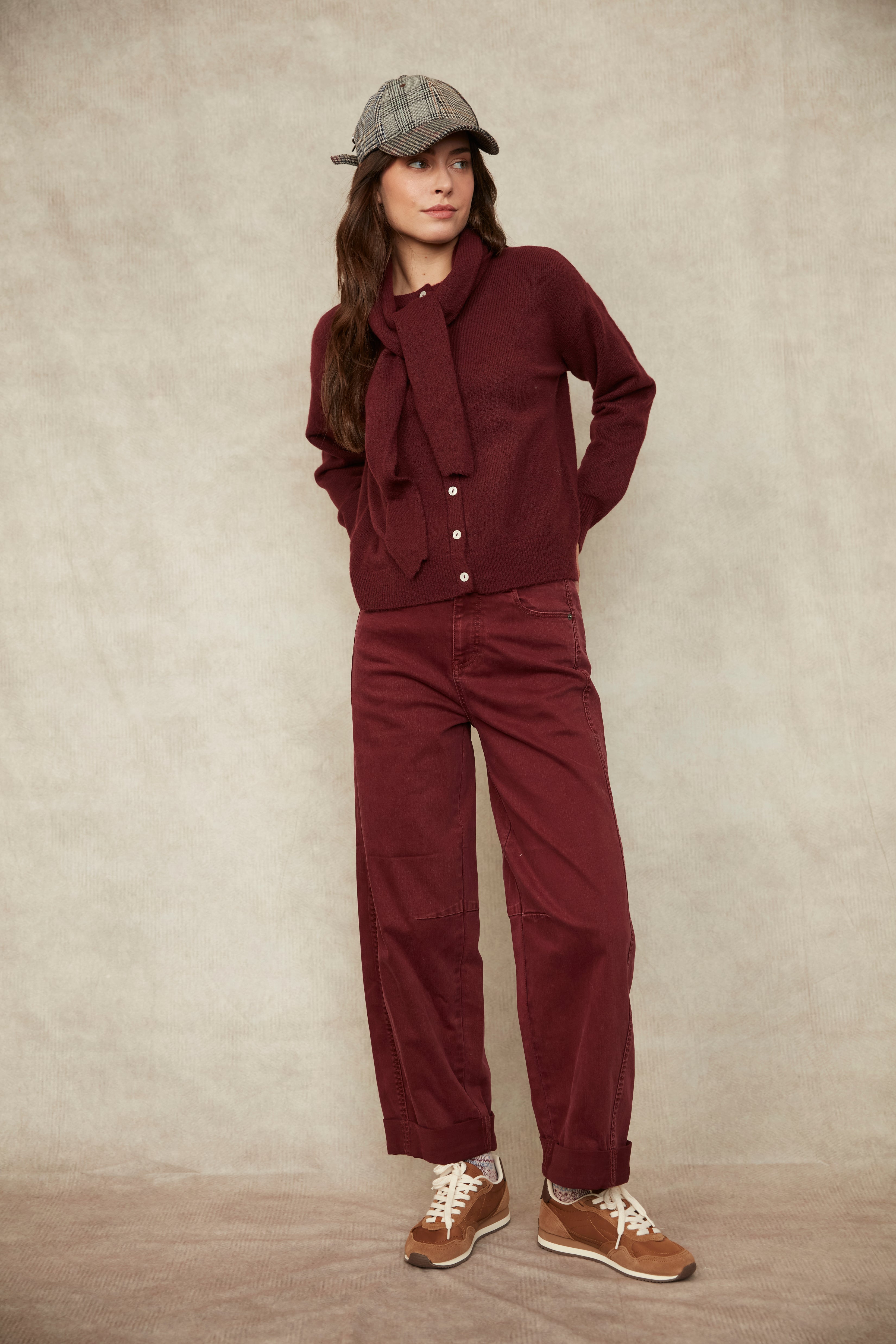 RD Barni Stretch Twill Barrel Pant - Burgundy