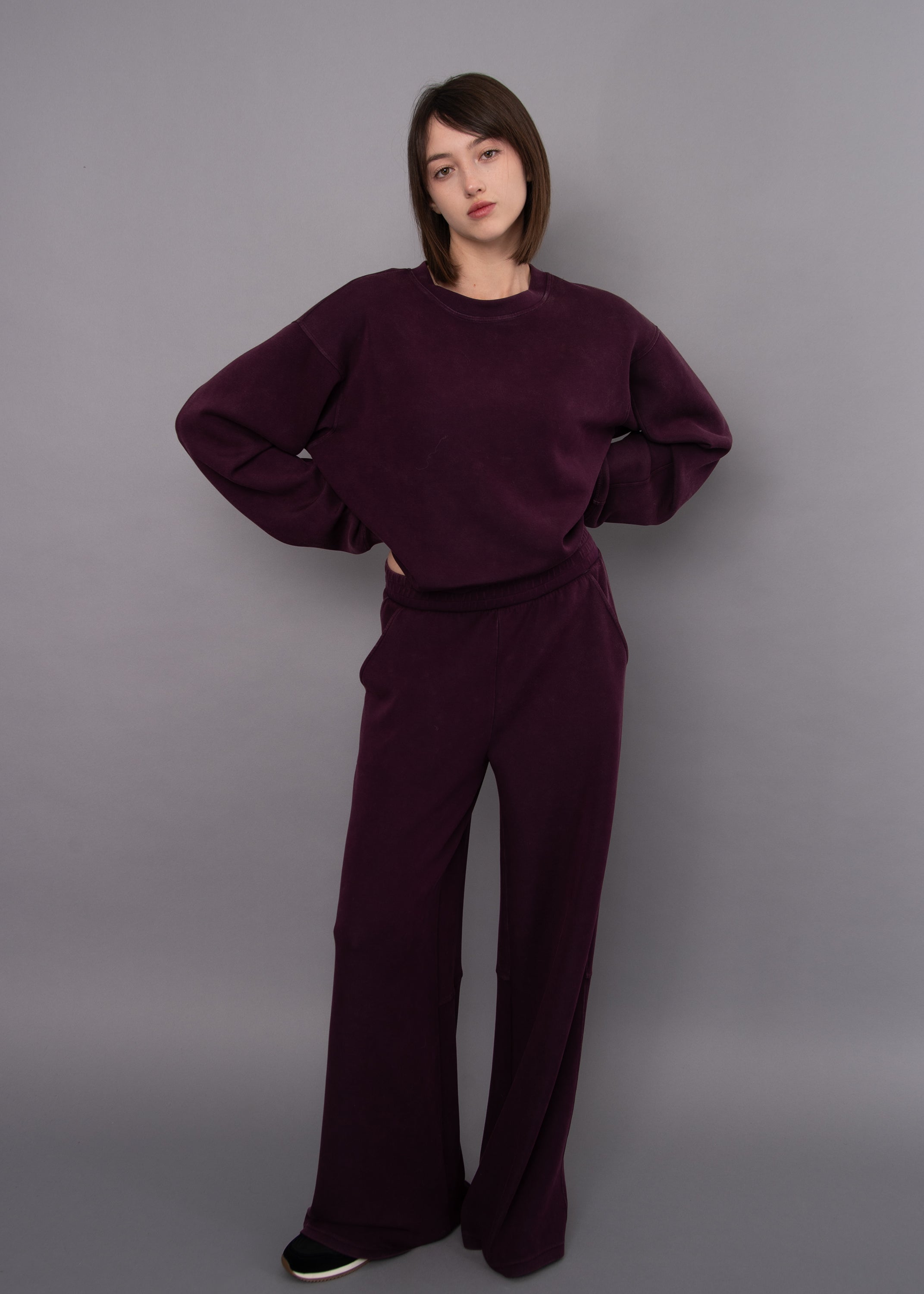RD Beatrice Mineral Wash Soft Knit Pullover - Deep Plum