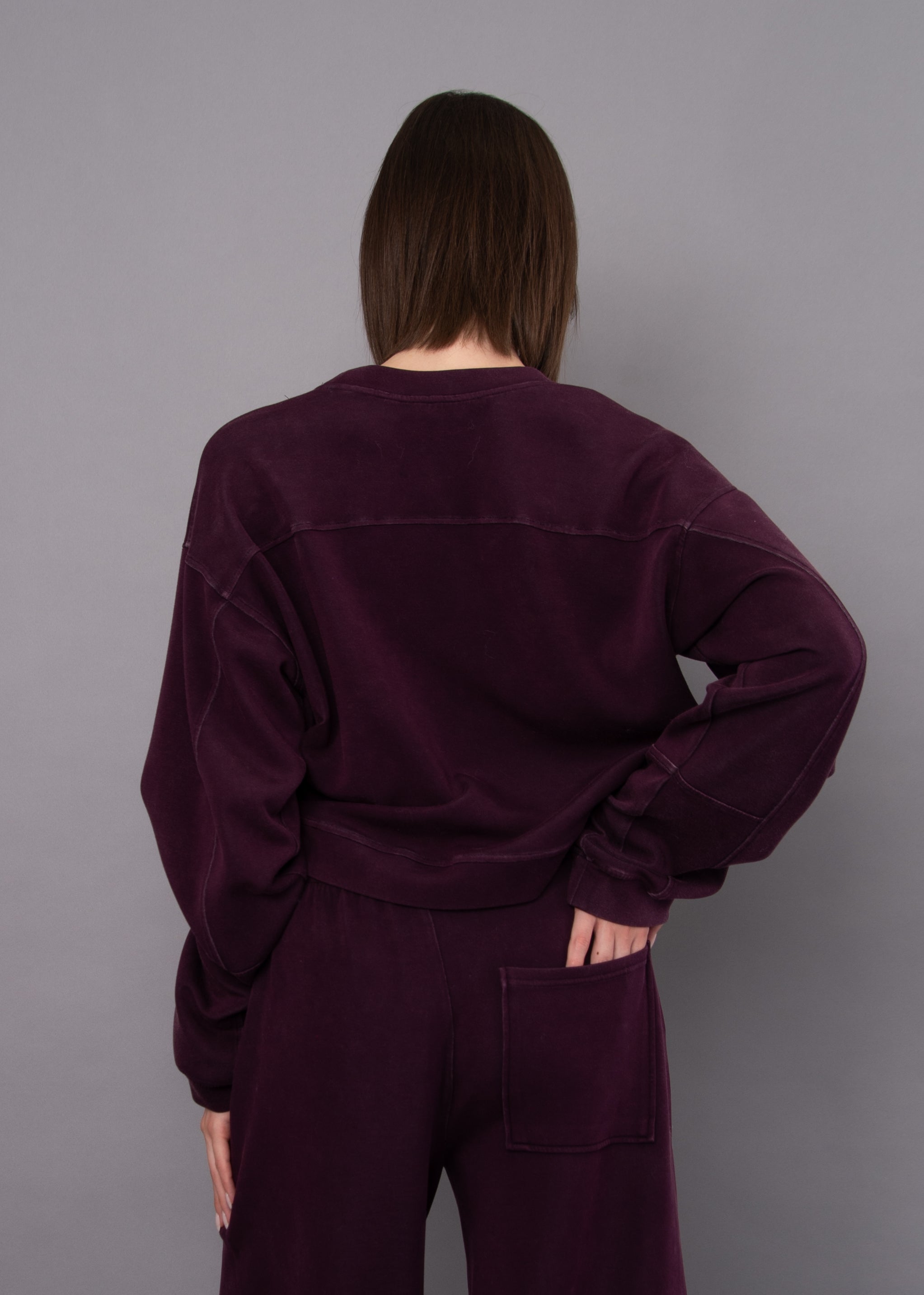 RD Beatrice Mineral Wash Soft Knit Pullover - Deep Plum