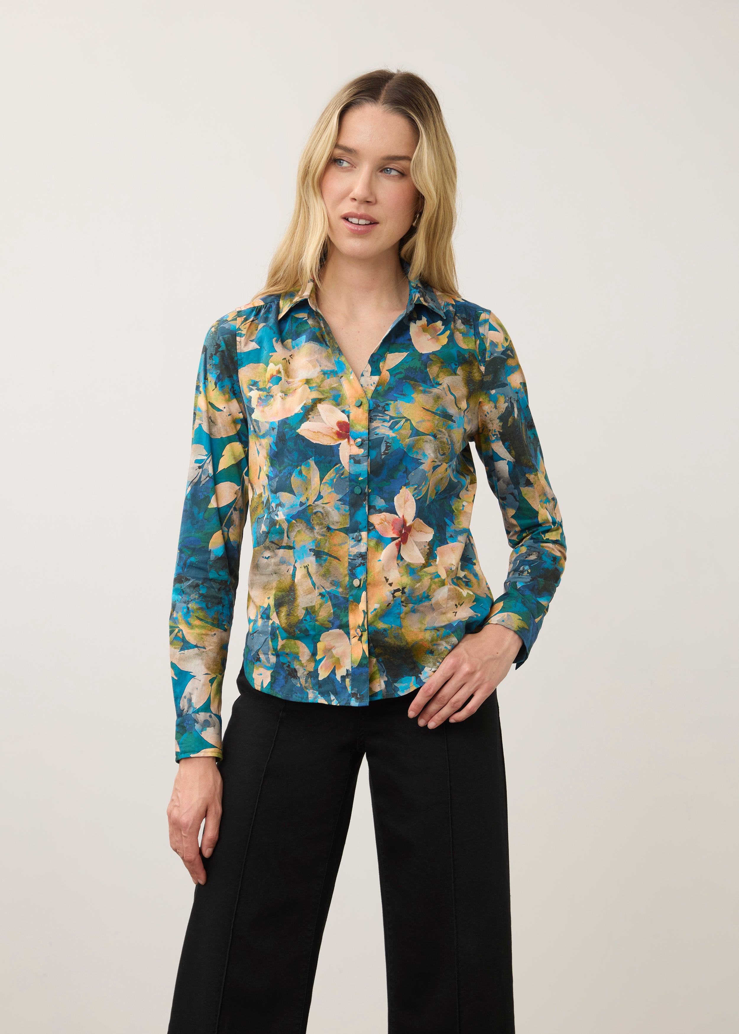 FDJ Long Sleeve Split Neck Shirt - Nocturne