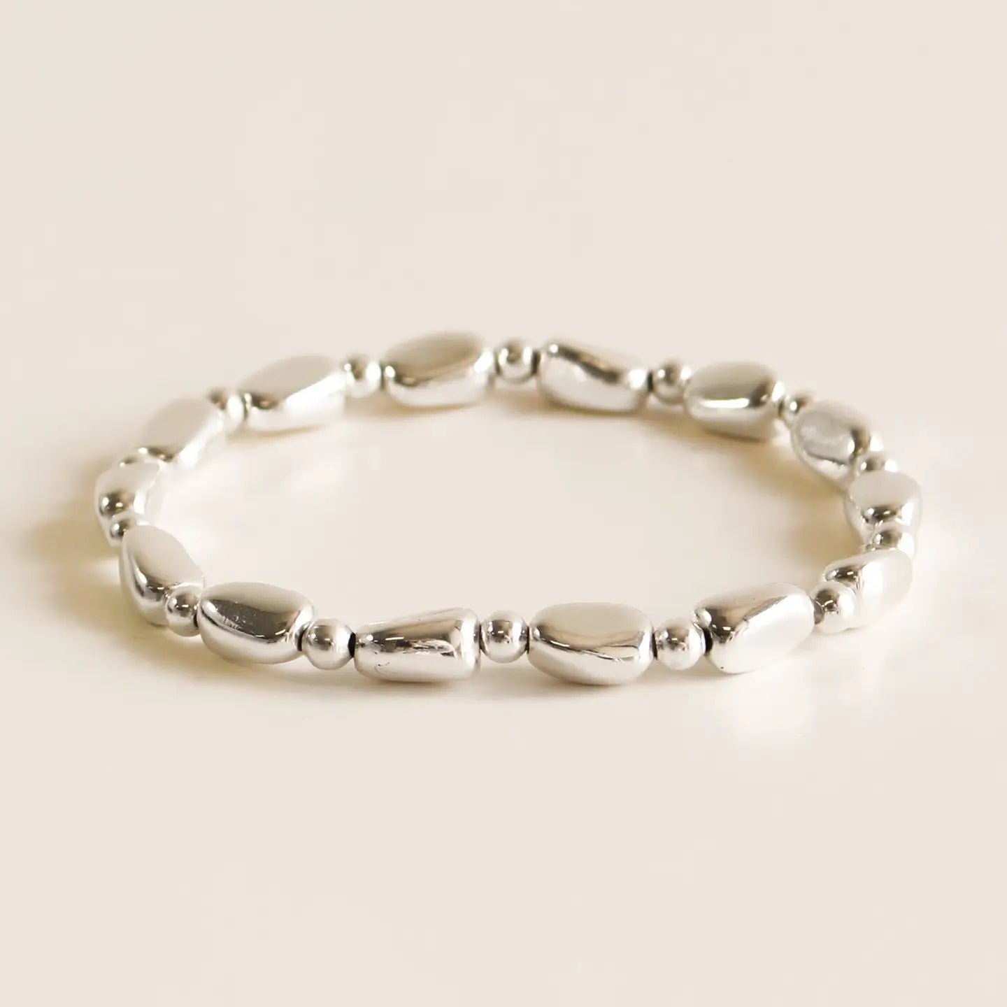 La-a SOLE Stretch Bracelet - Stone Shaped Silver