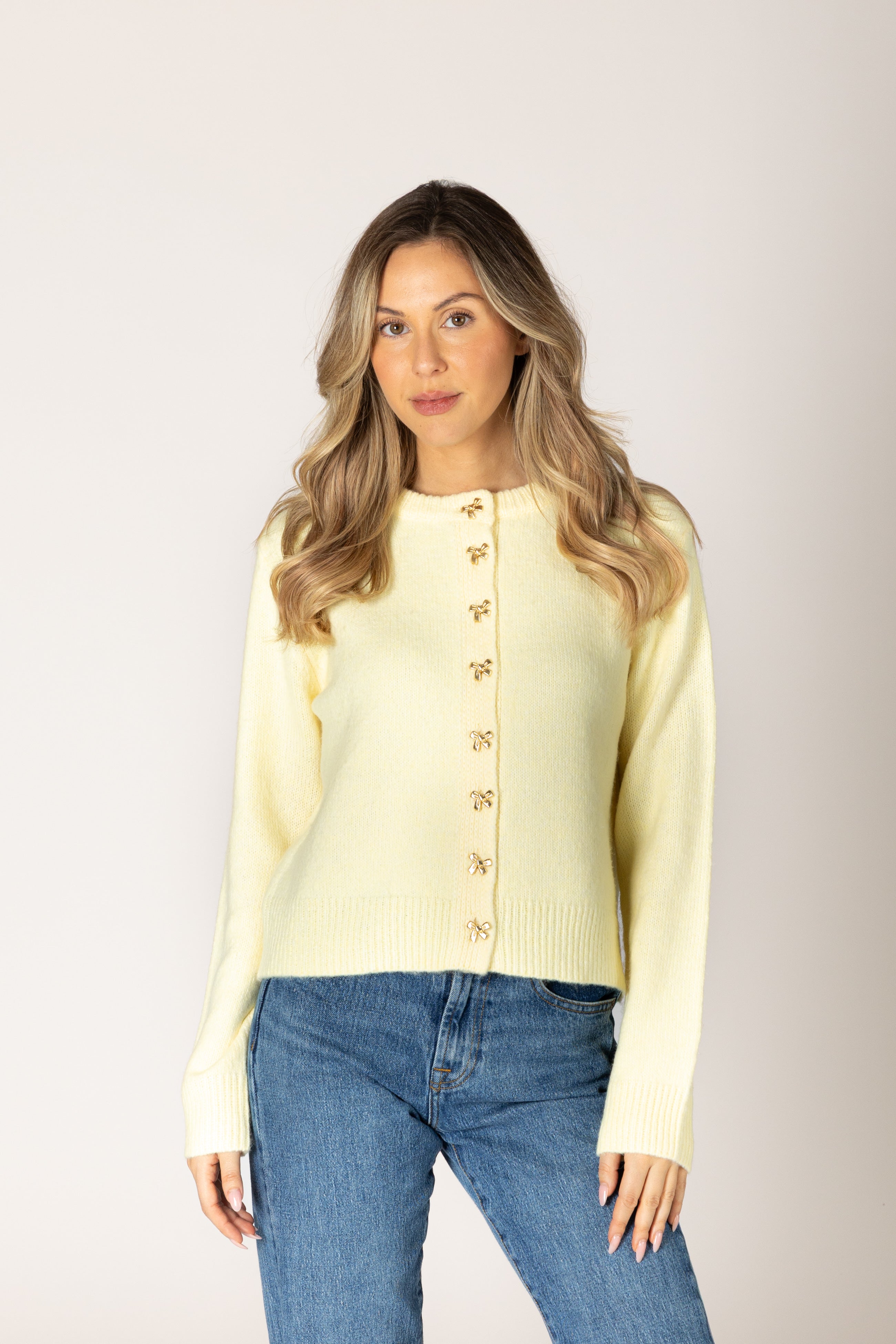 Lyla & Luxe Aisha Bow Cardi - Lemonade