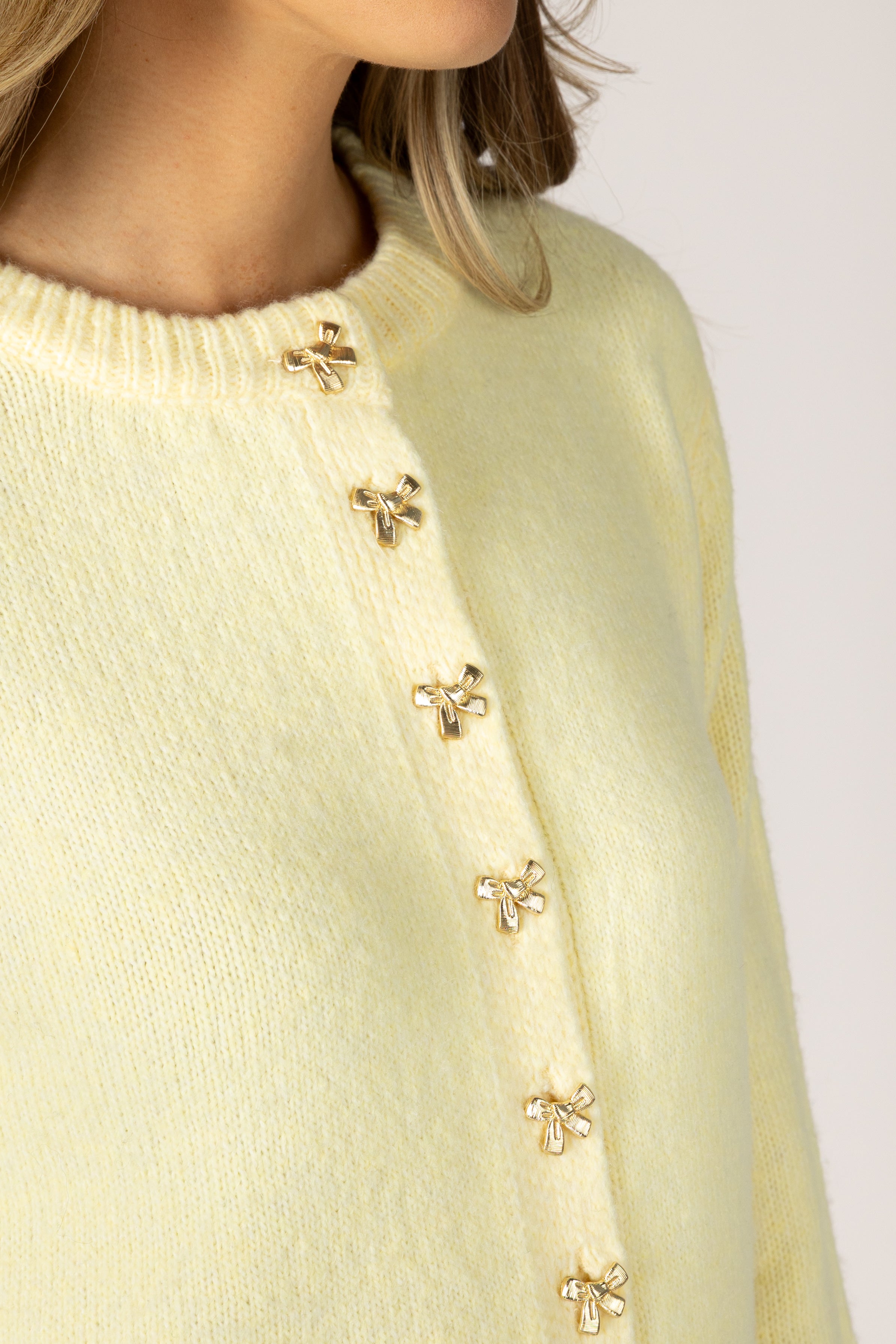Lyla & Luxe Aisha Bow Cardi - Lemonade