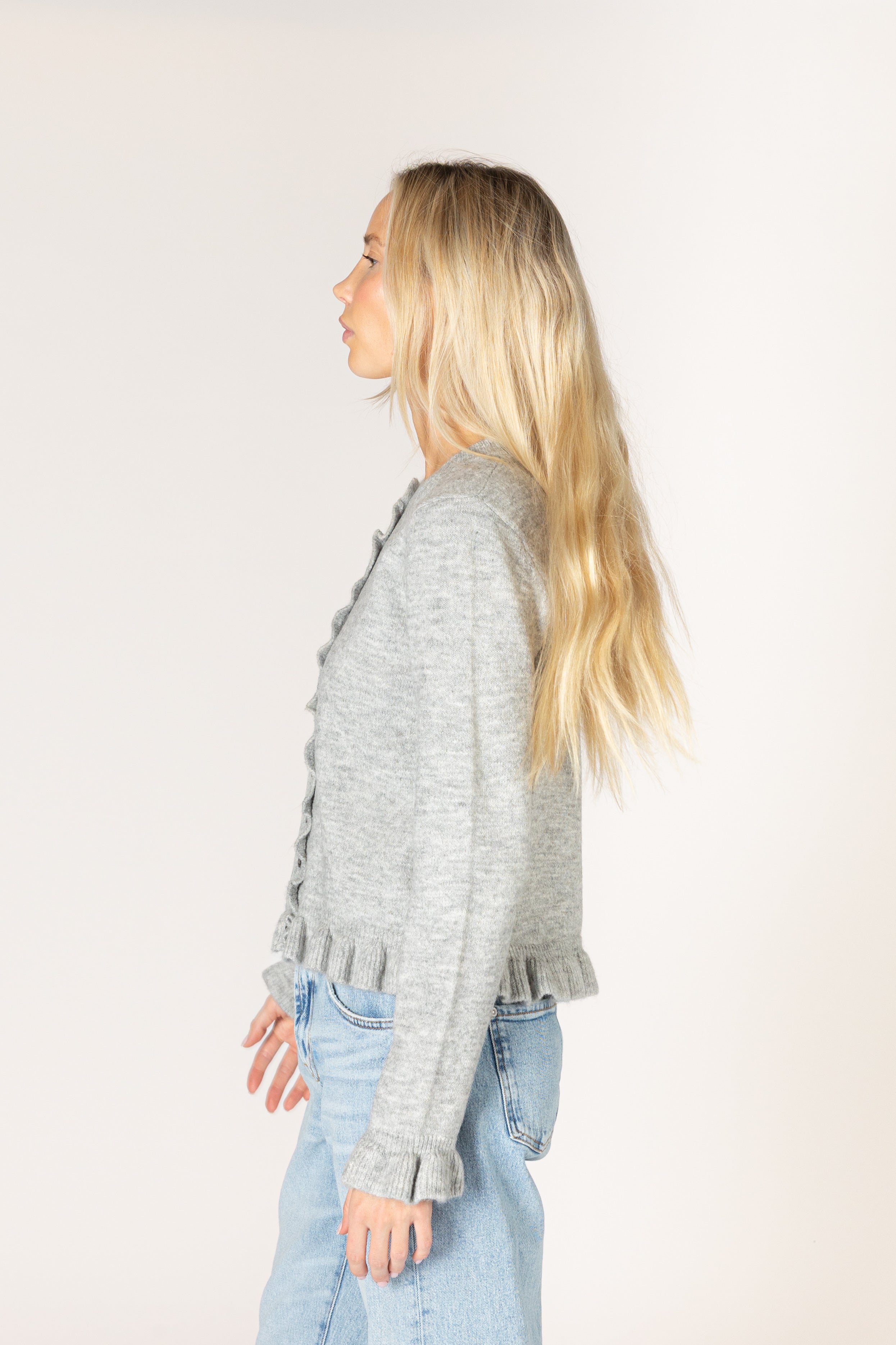 Lyla & Luxe Annora Ruffle Cardi - Sterling