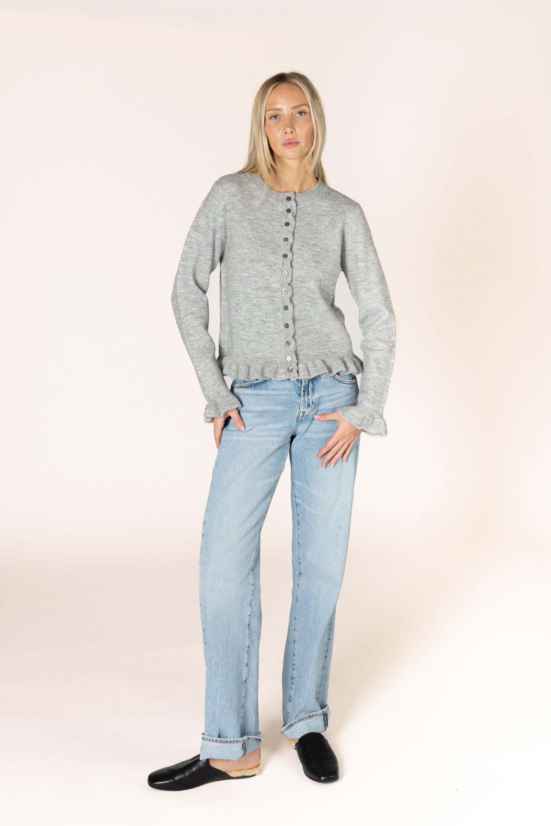Lyla & Luxe Annora Ruffle Cardi - Sterling