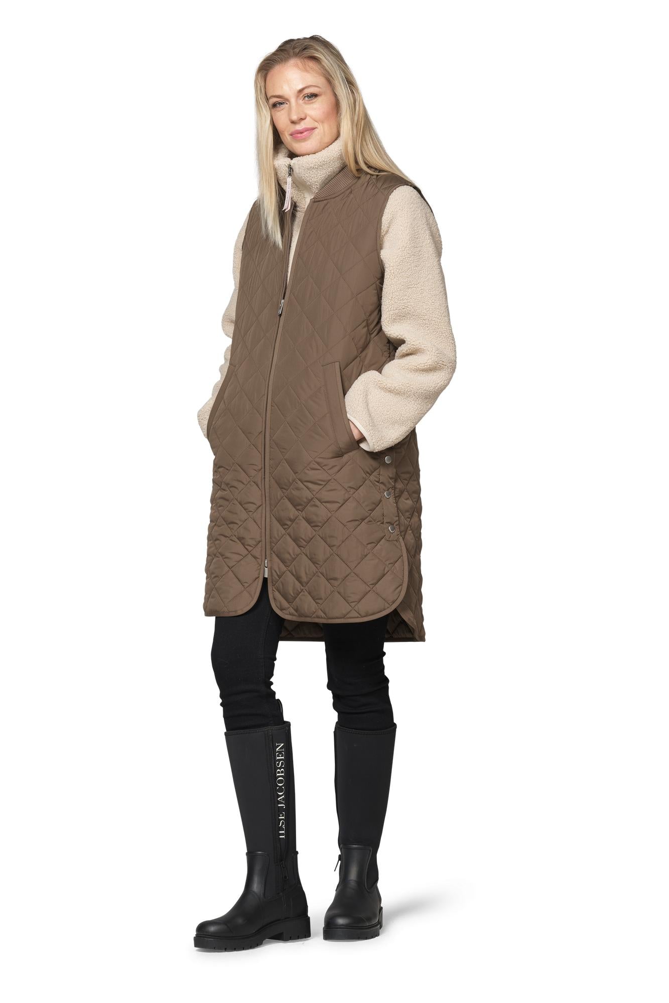 Ilse Jacobsen Long Quilt Vest - Mud