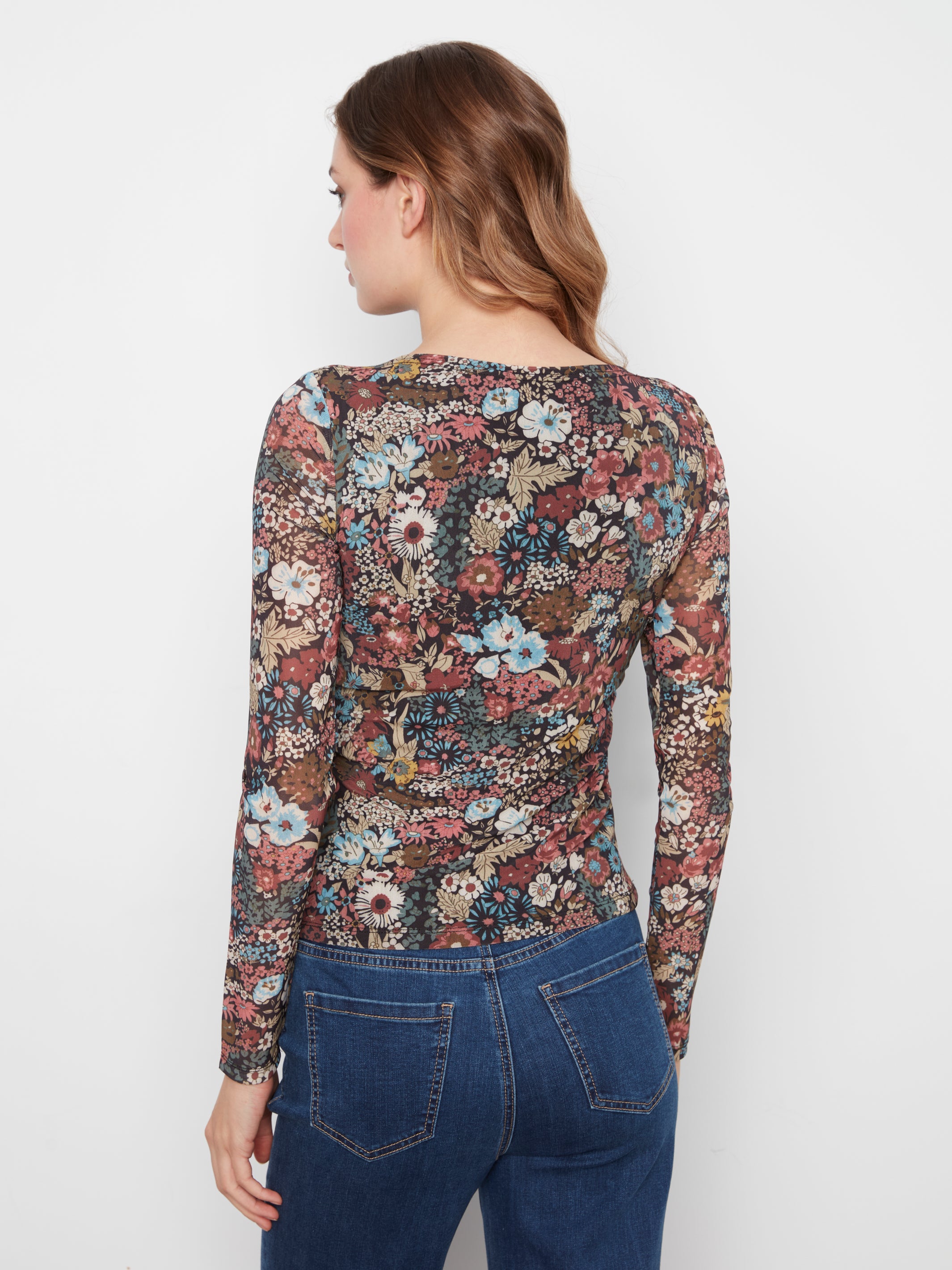 Charlie B Printed Mesh Top - Azalea