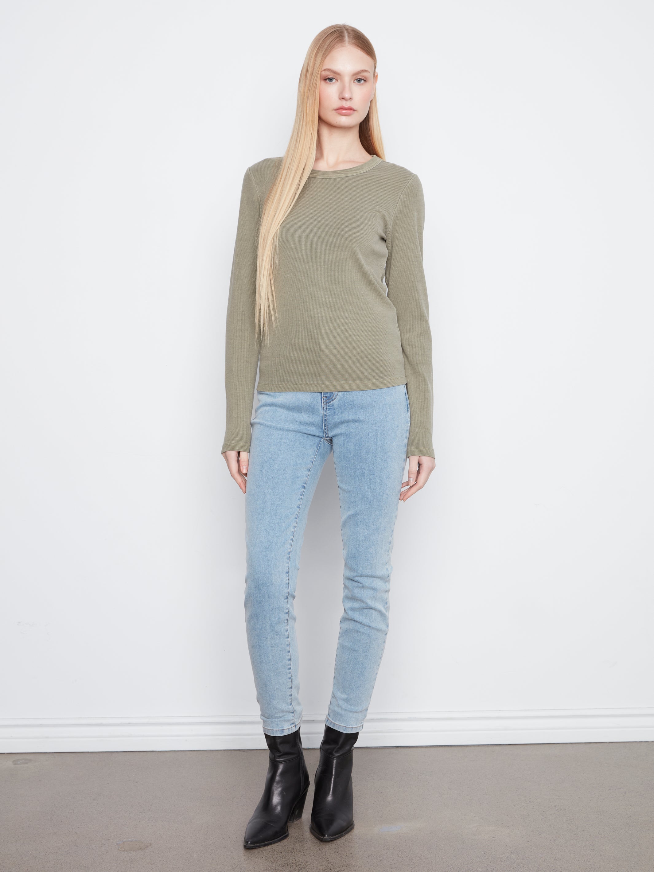 Charlie B Tencel Rib Crewneck - Verveine