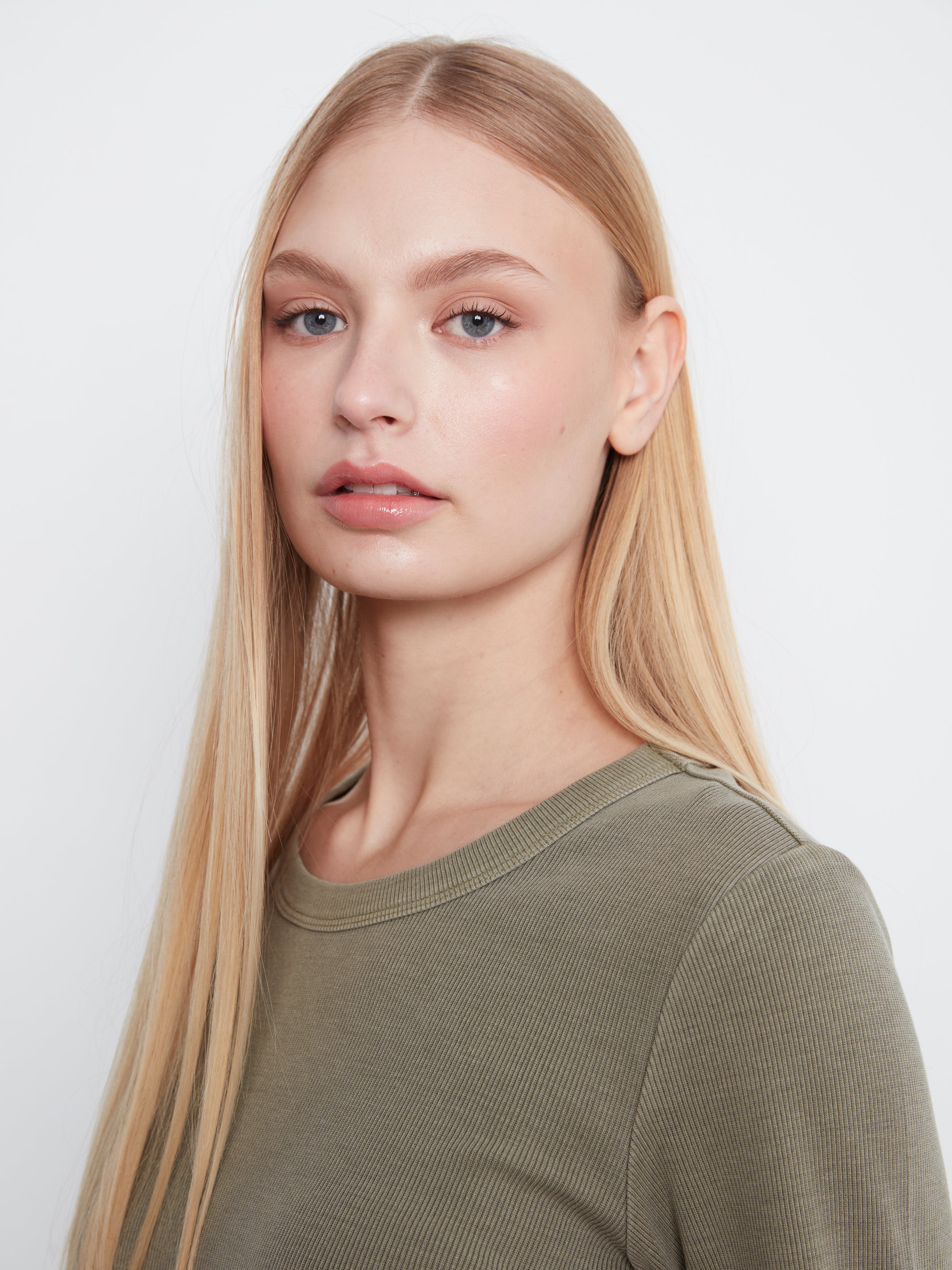 Charlie B Tencel Rib Crewneck - Verveine