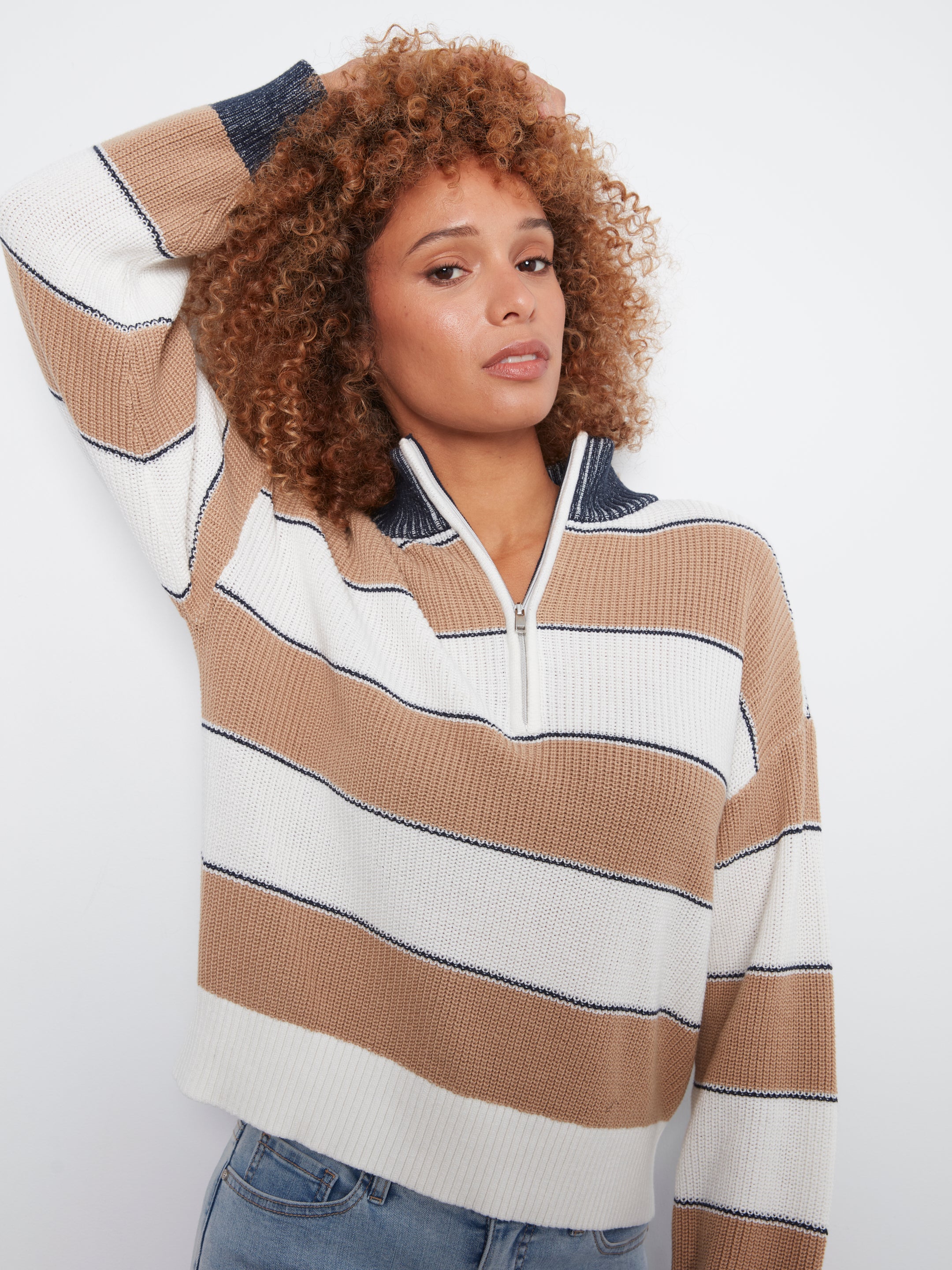 Charlie B Hanna Half Zip Sweater - Camel