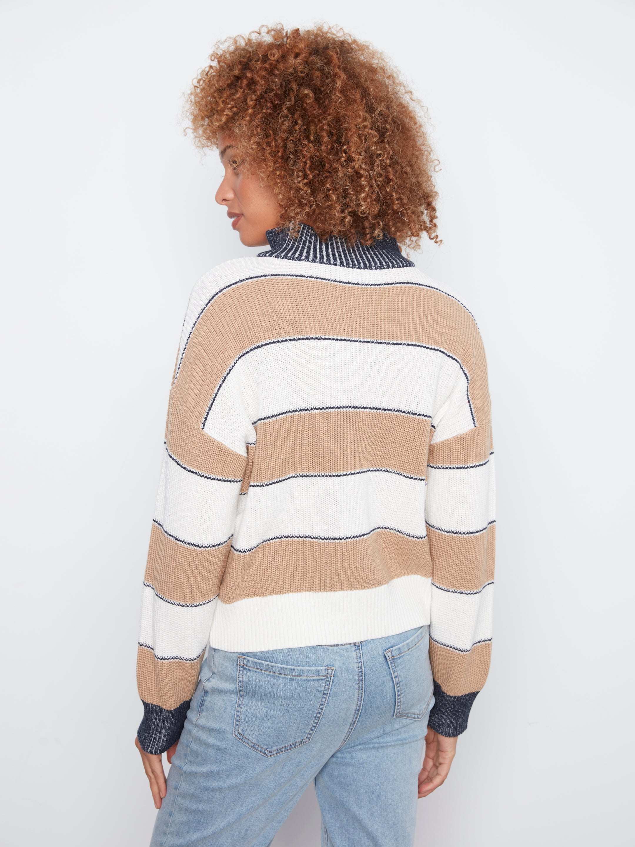 Charlie B Hanna Half Zip Sweater - Camel