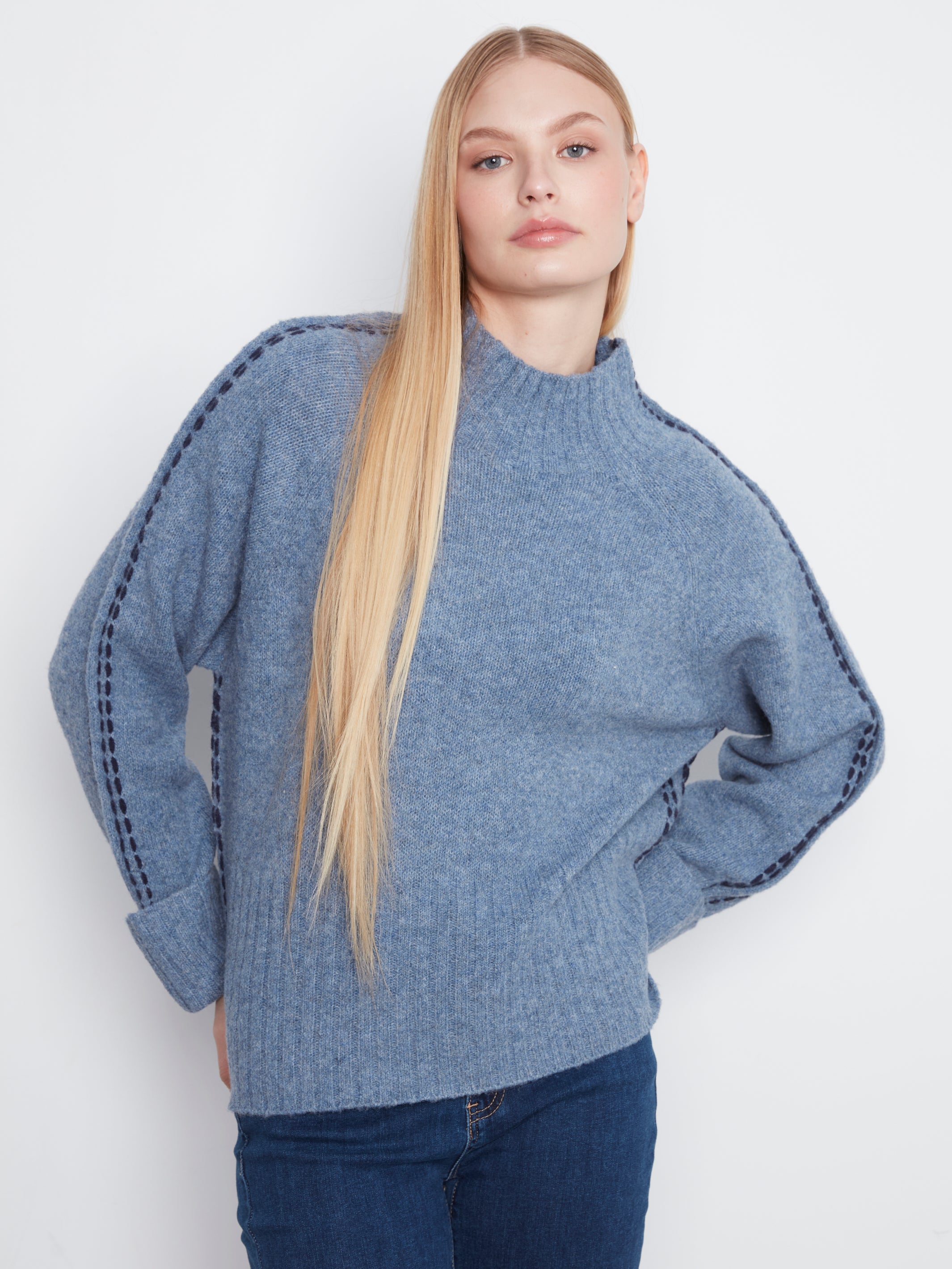 Charlie B Anya Sweater - Heather Denim