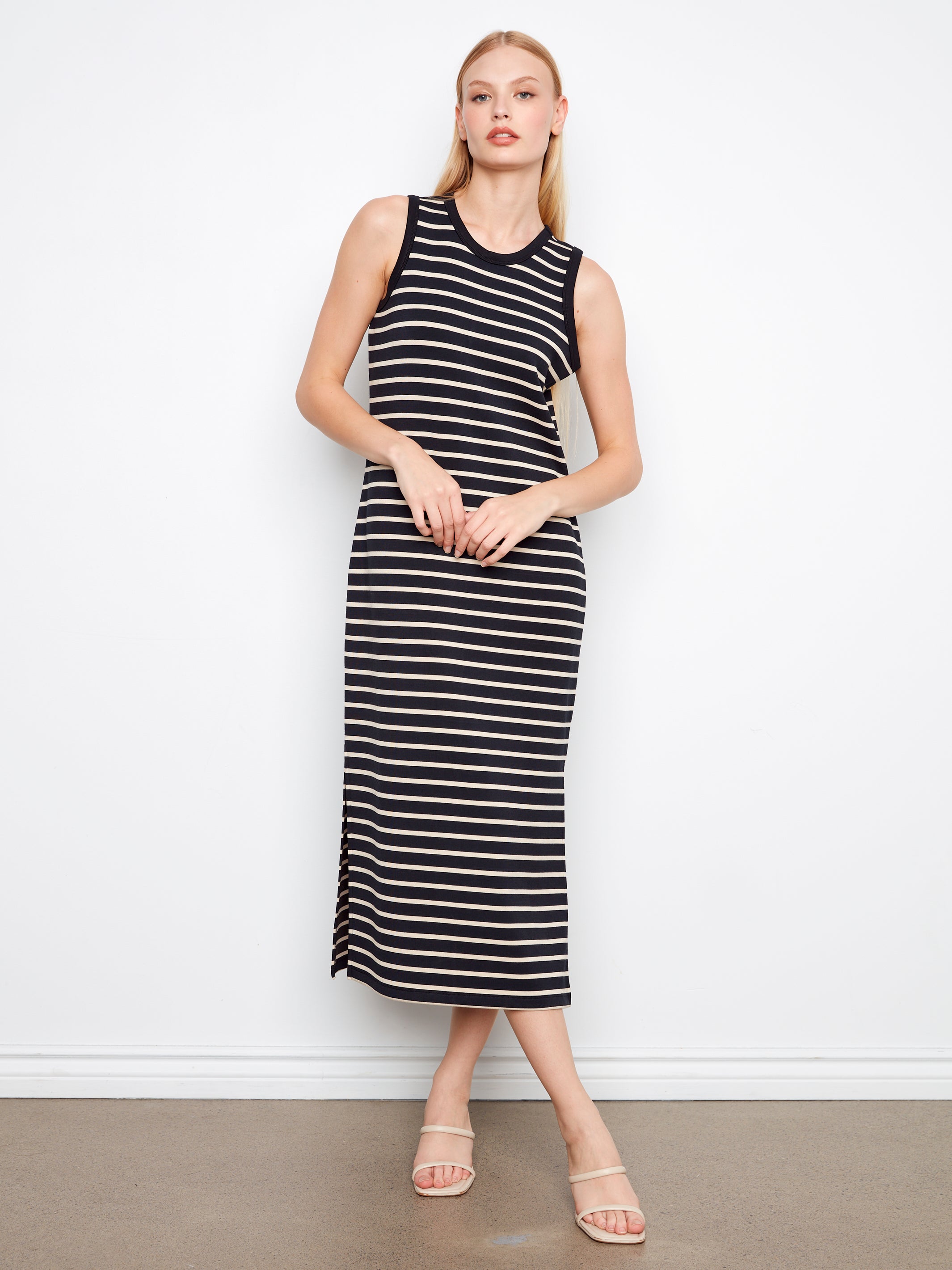 Charlie B Striped Midi Dress - Black