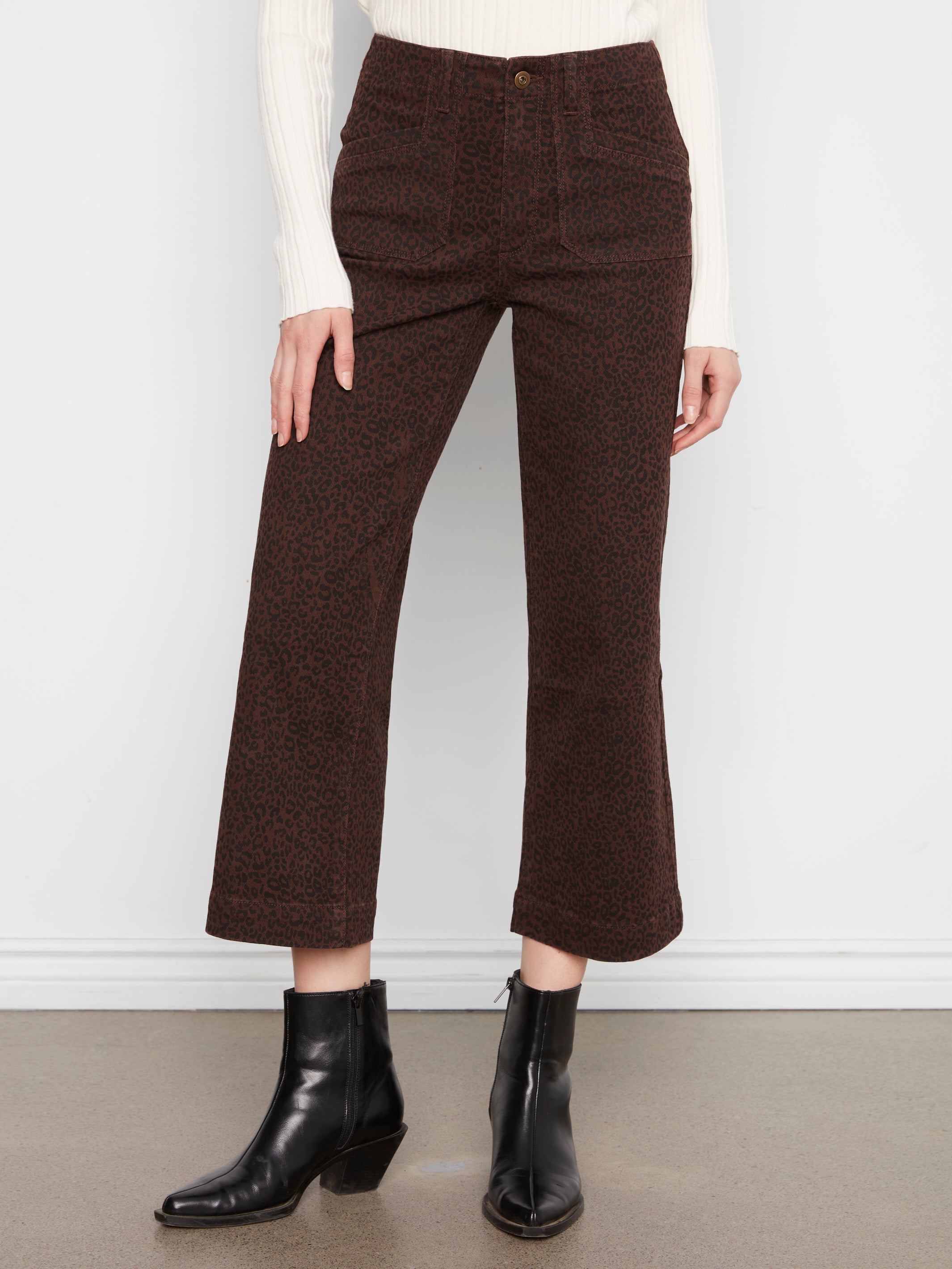 Charlie B Cropped Wide Leg Corduroy Pants - Coffee