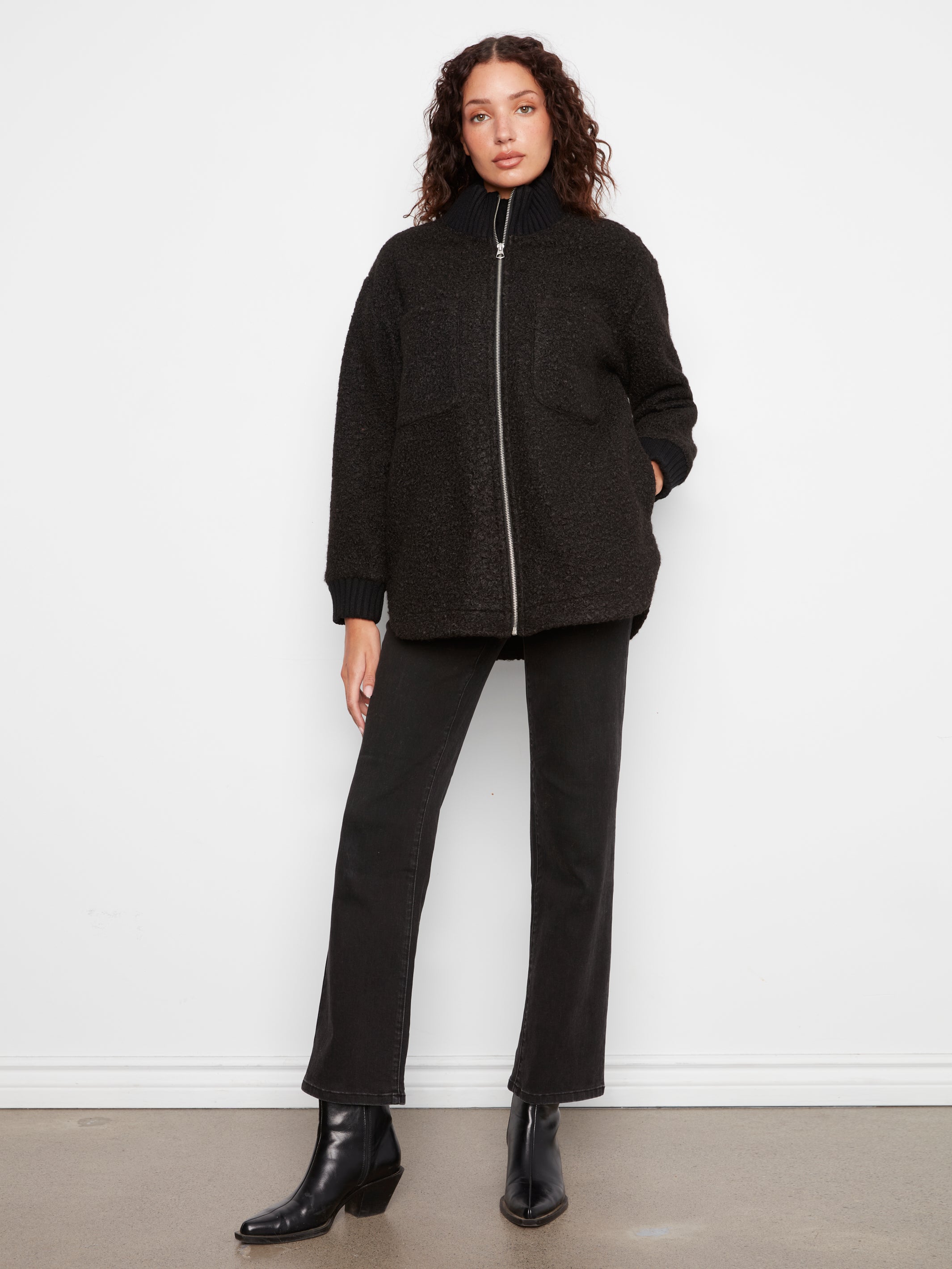 Charlie B Boucle Jacket - Black